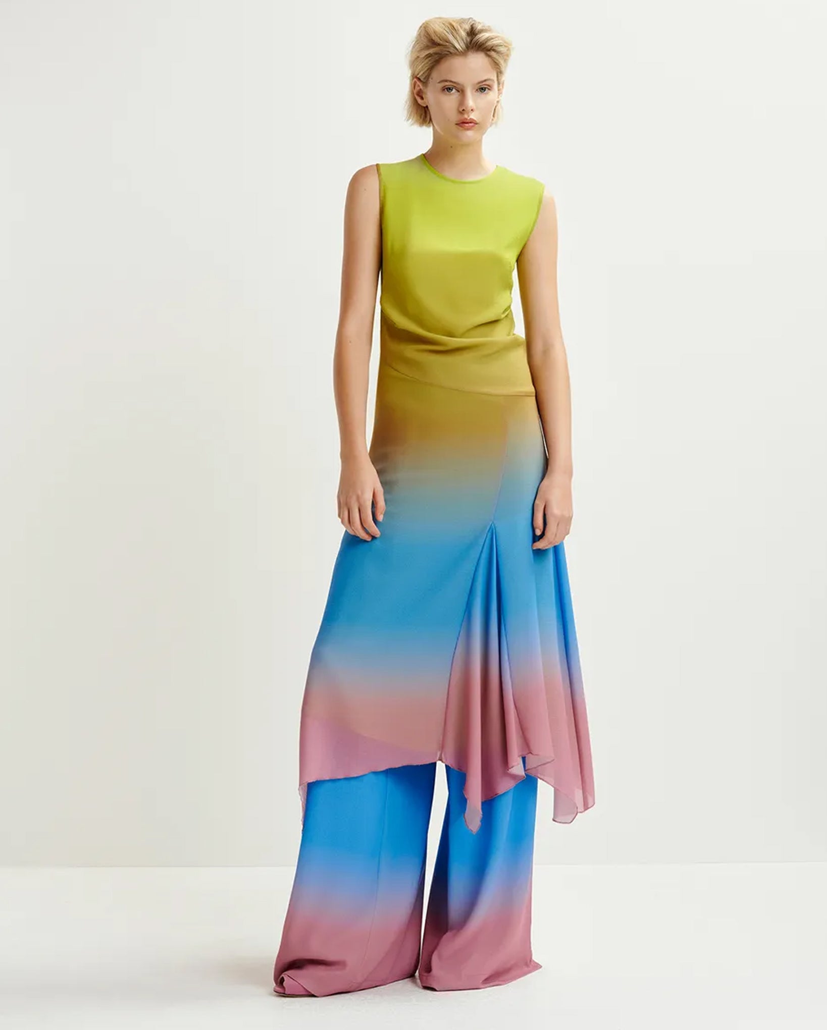 tie dye print midi dress Tie-Dye Print Midi Dress (Yellow/Blue/Vintage Pink) – Who Boutique