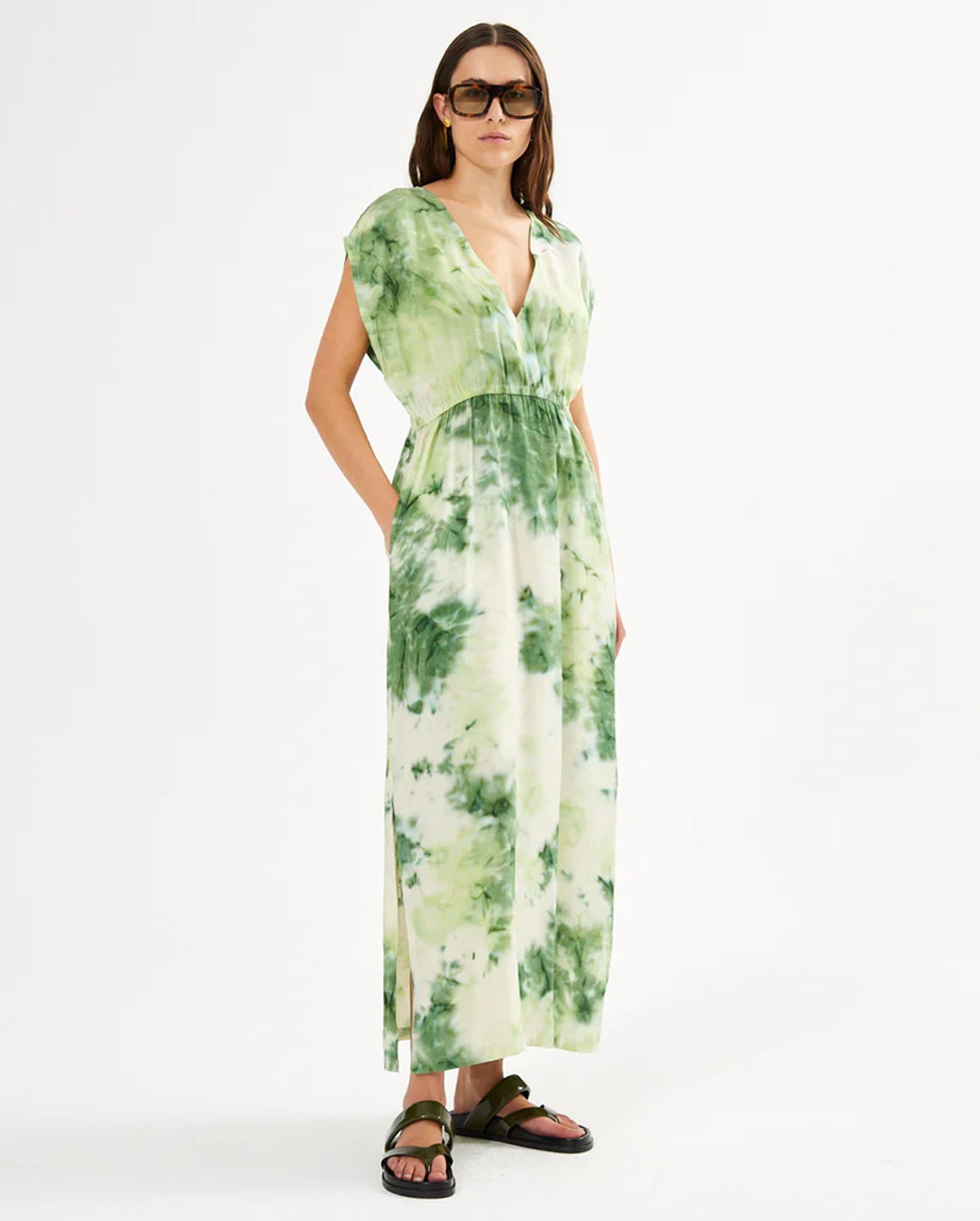 Indi Fusion Elastic Waist Dress (Emerald) – Who Boutique