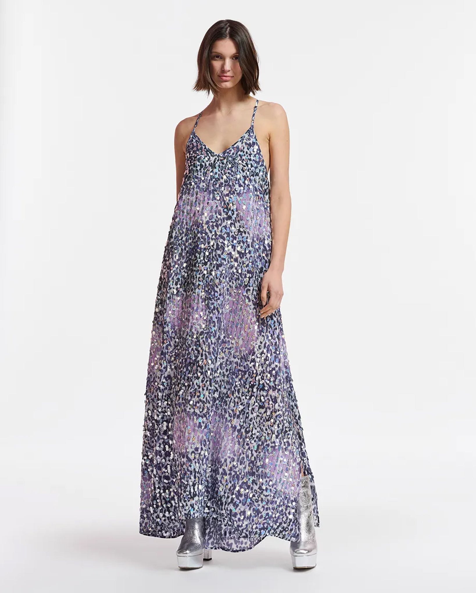 fitted lace wedding dress Gleeful Leopard-Print Sequin Dress (Purple) – Who Boutique