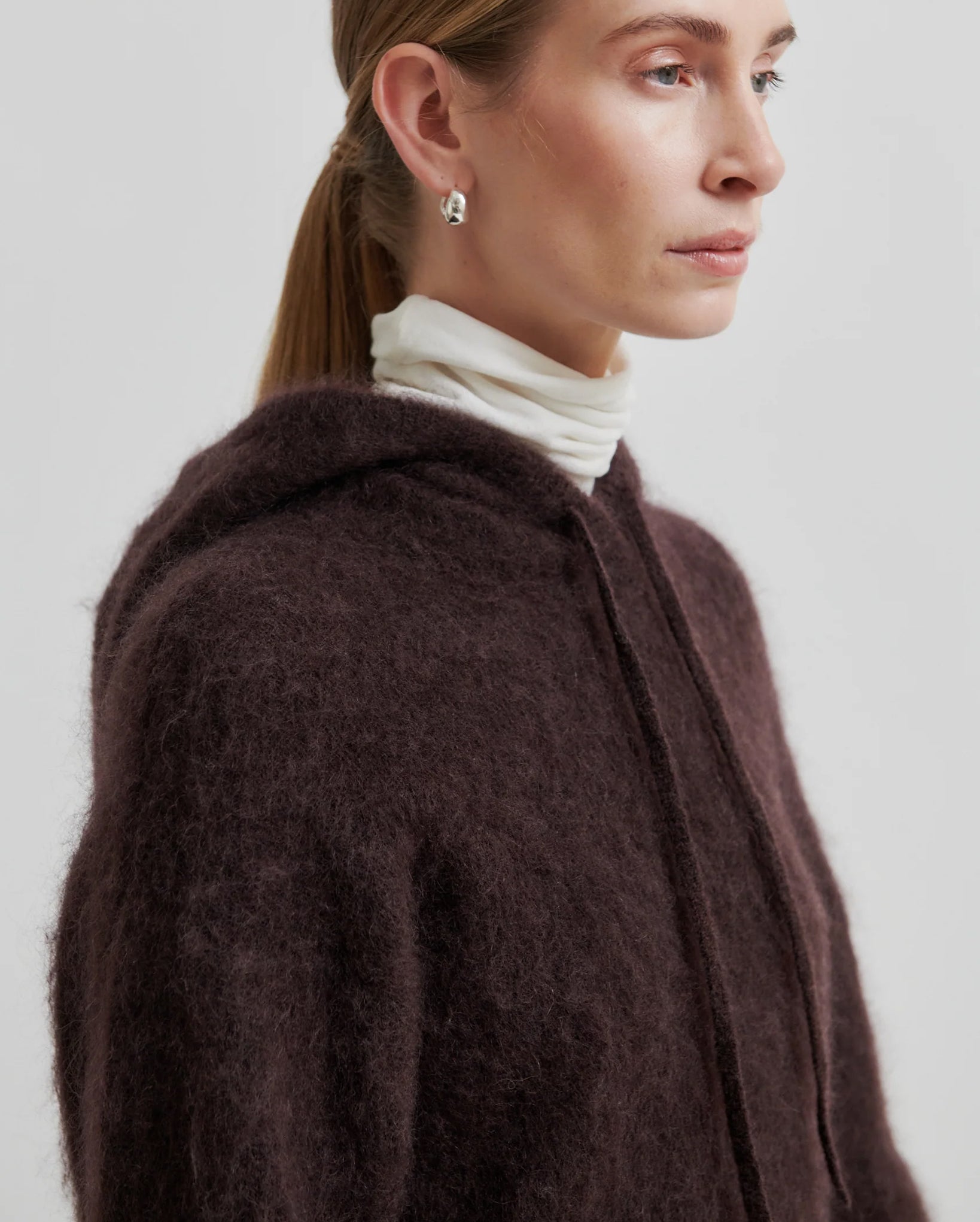 Anneleen Knit Hoodie (Chocolate Plum)