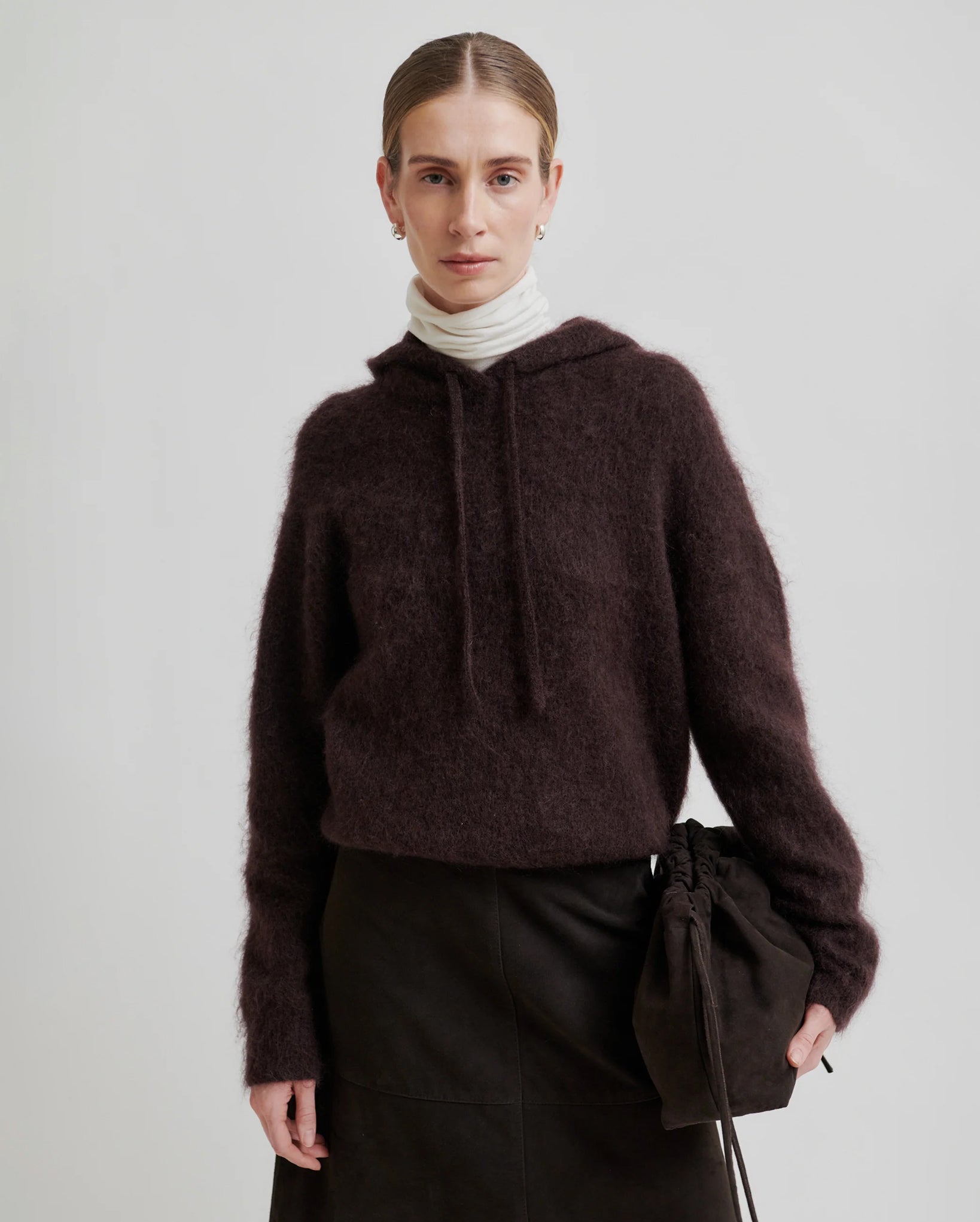 Anneleen Knit Hoodie (Chocolate Plum)