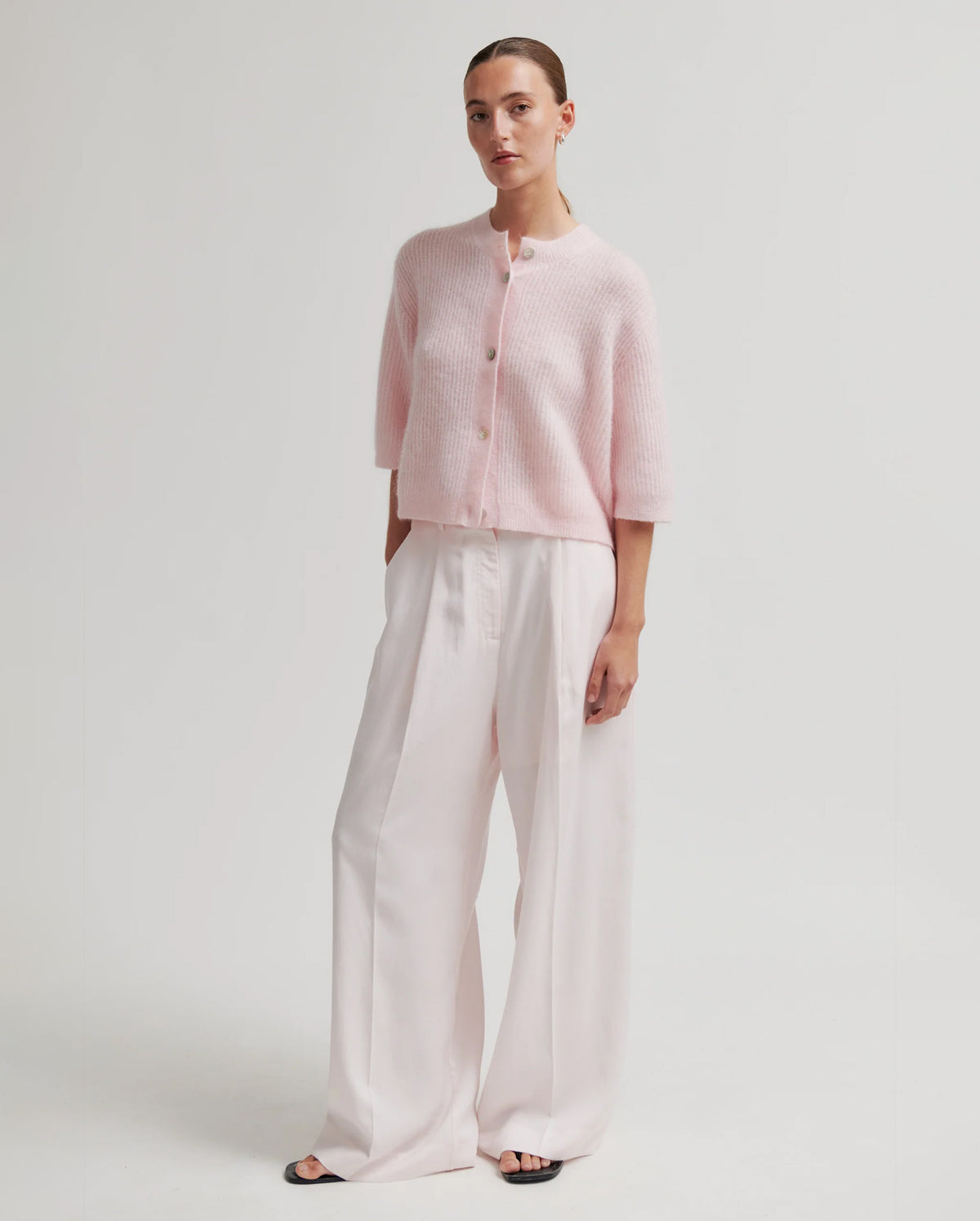 Andrea Knit Rib Cardigan (Crystal Pink)