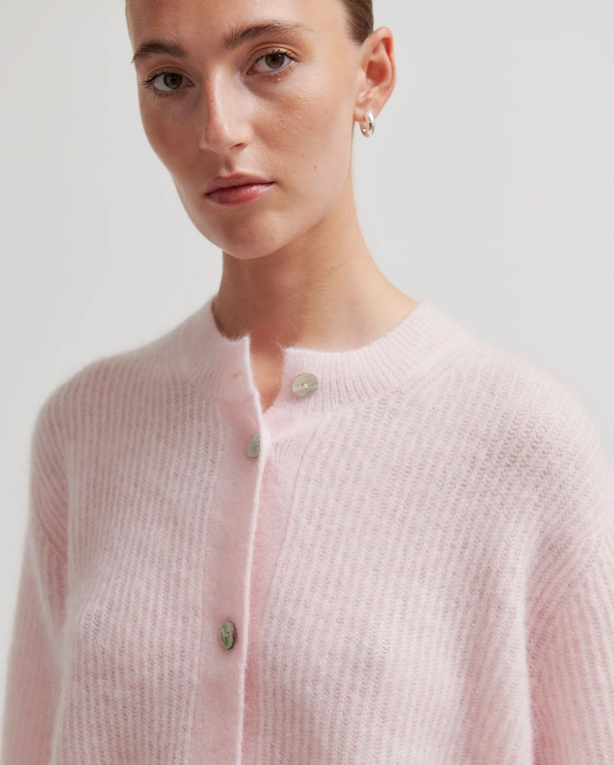 Andrea Knit Rib Cardigan (Crystal Pink)