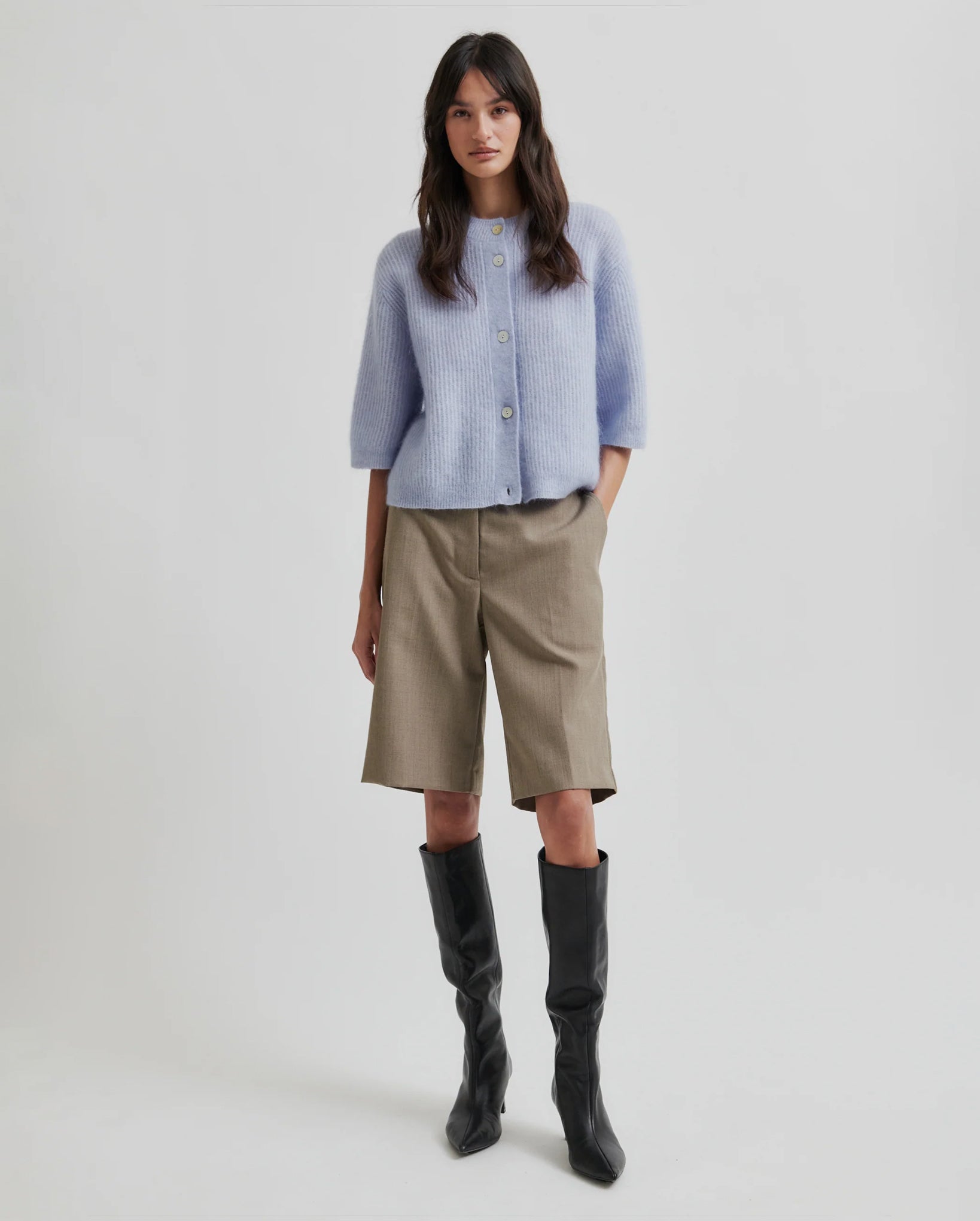 Andrea Rib Knit Cardigan (Brunnera Blue)