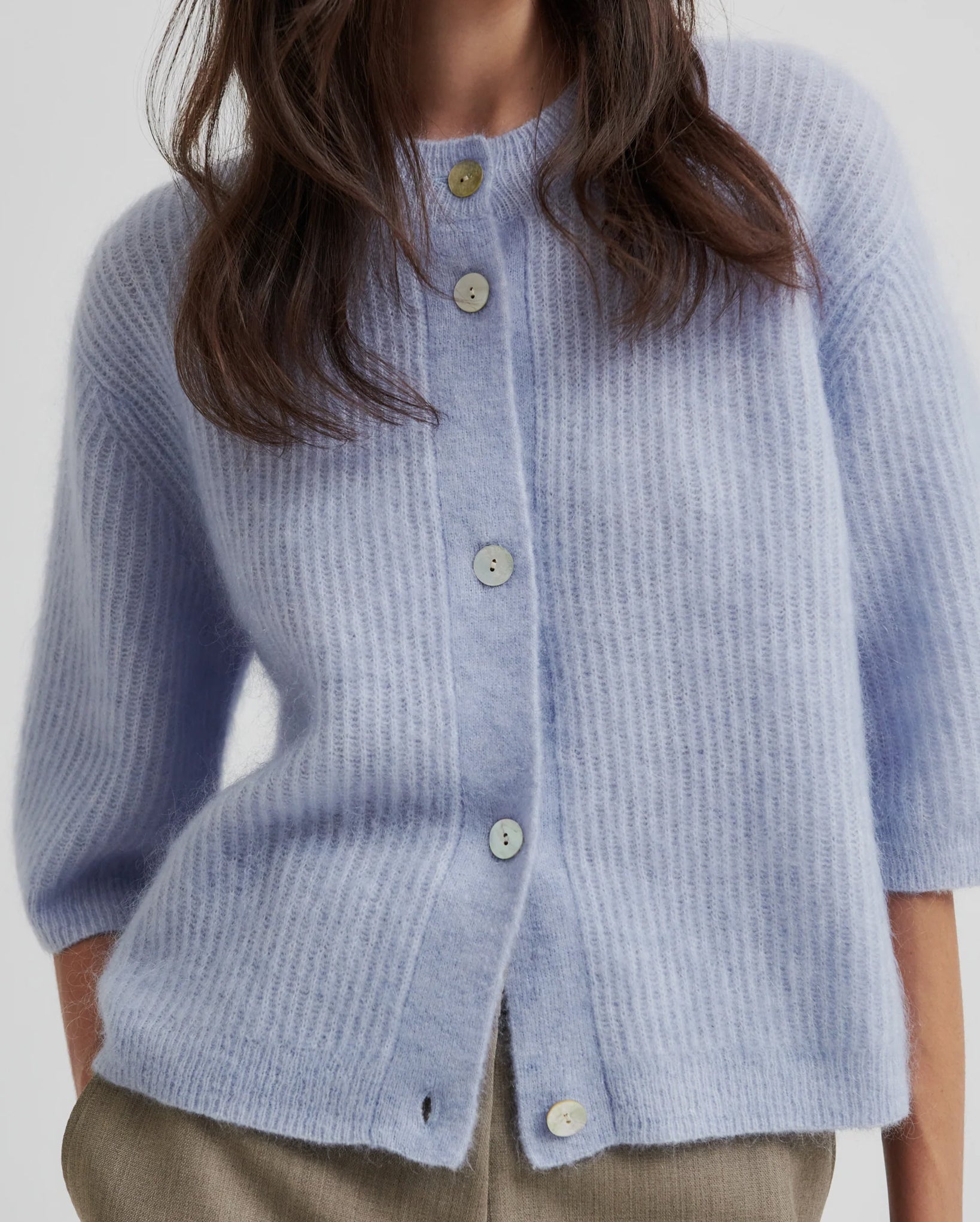 Andrea Rib Knit Cardigan (Brunnera Blue)
