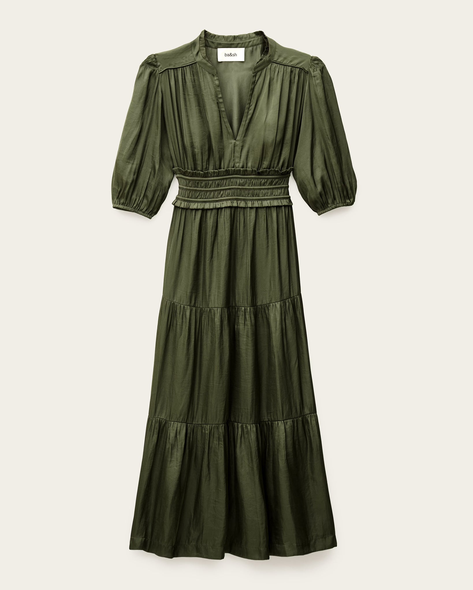 Cleli Short Gathered Dress (Khaki)