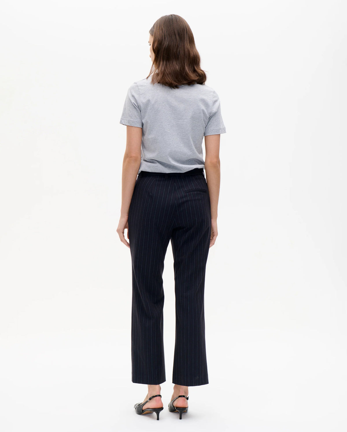 Noemie Trousers (Navy Subtle Stripe)