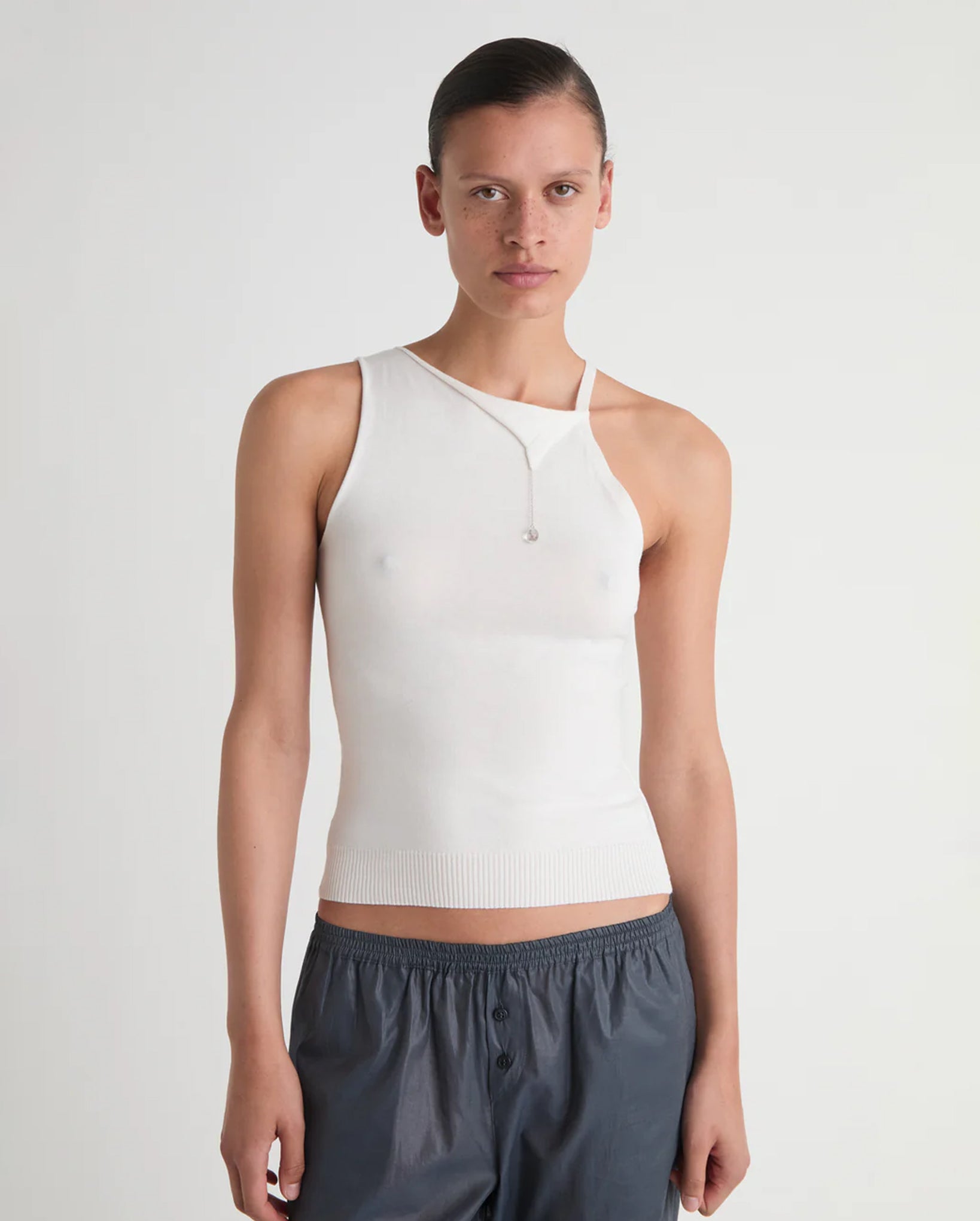 Lani Sleeveless Knit Top (Off-White)