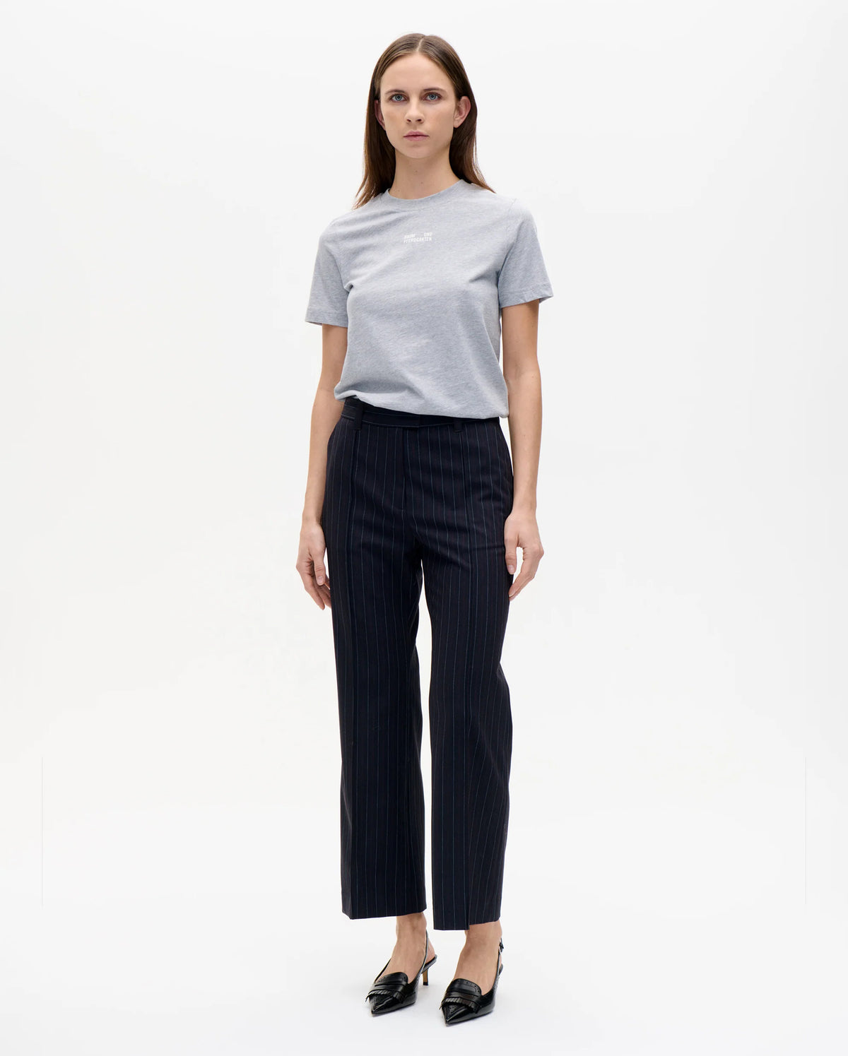 Noemie Trousers (Navy Subtle Stripe)
