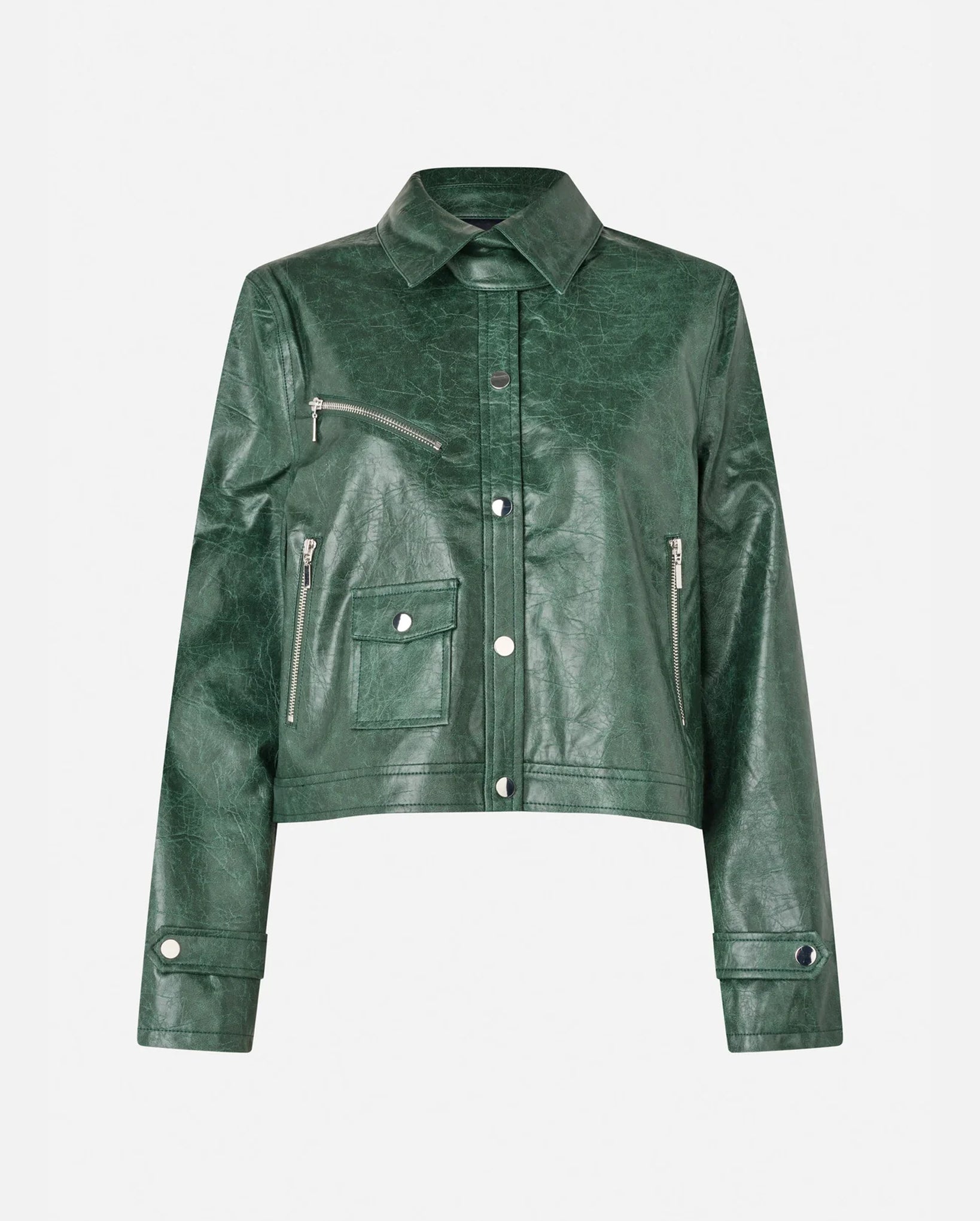 Belle Faux Leather Jacket (Sycamore Green)