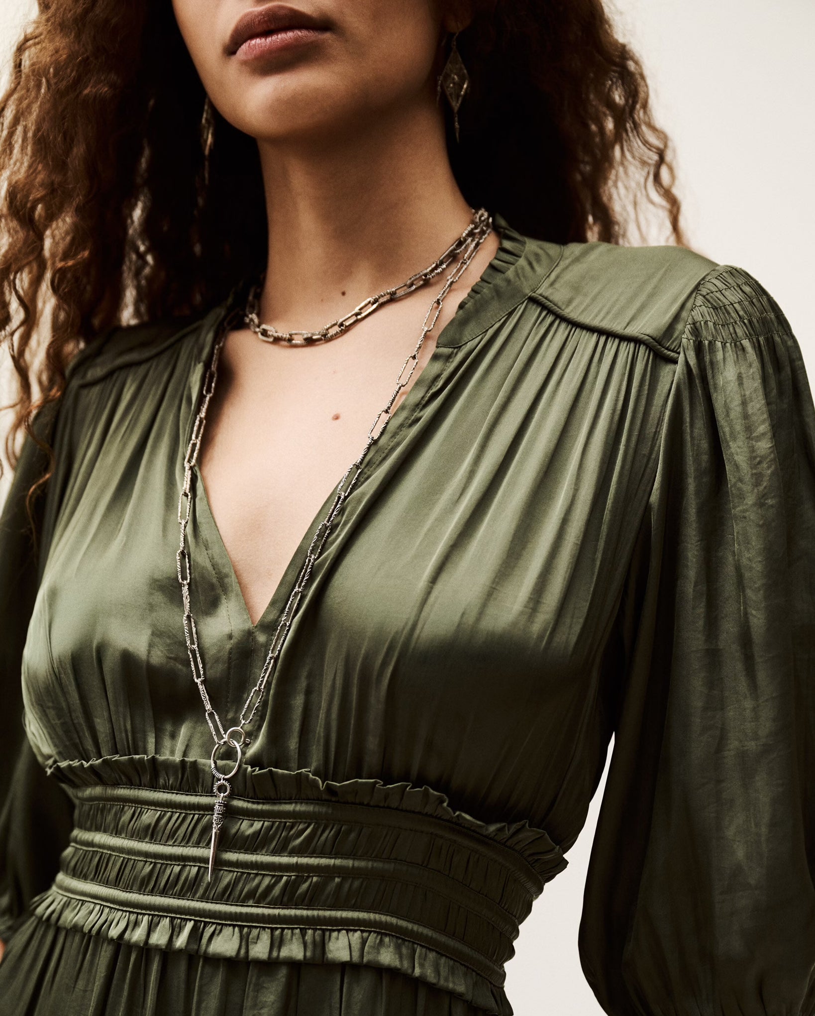 Cleli Short Gathered Dress (Khaki)