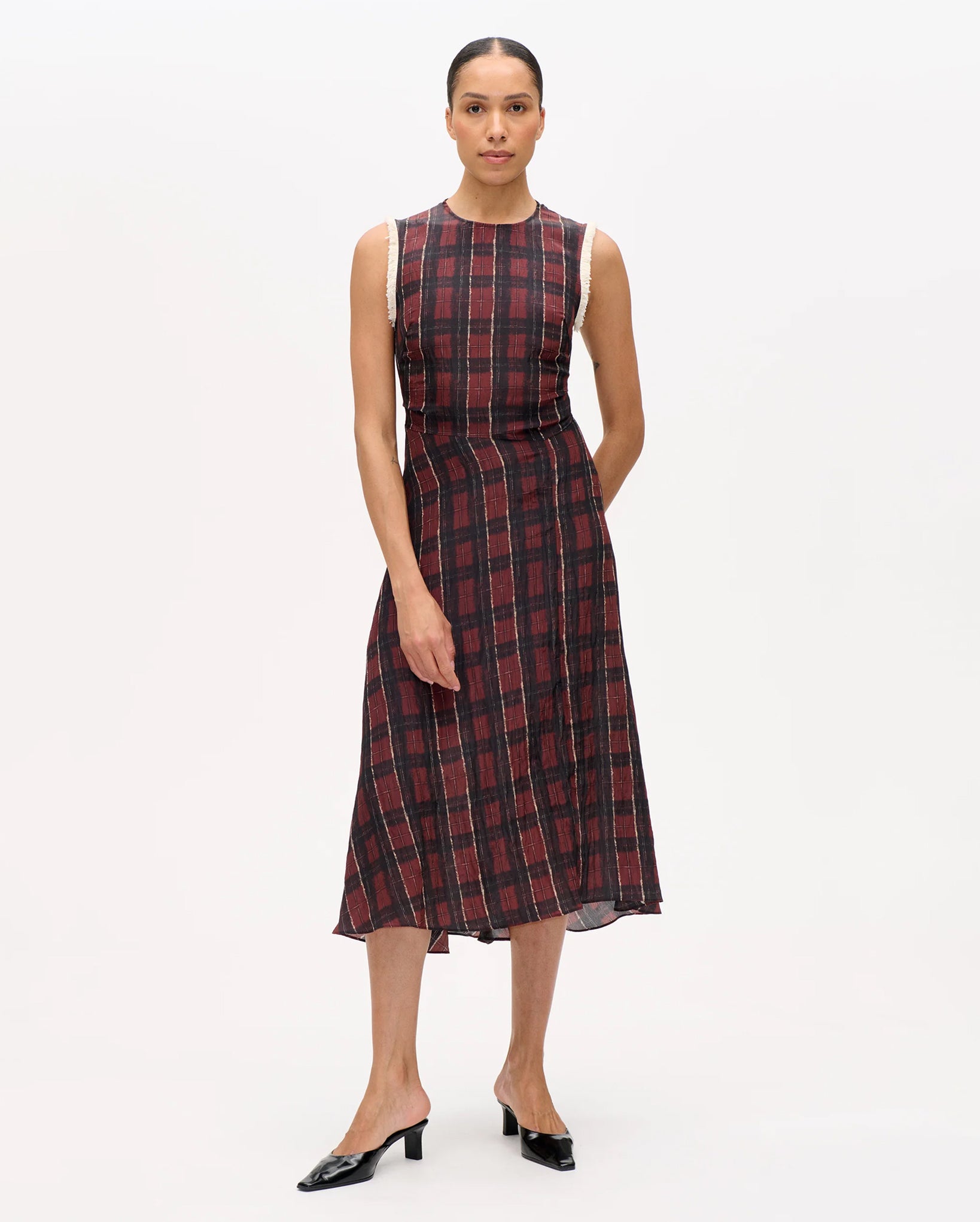 Atina Dress (Dark Red Check)