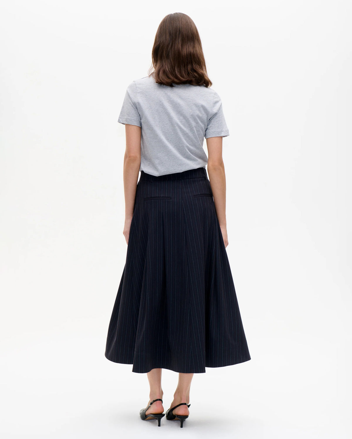 Sabrina Skirt (Navy Subtle Stripe)