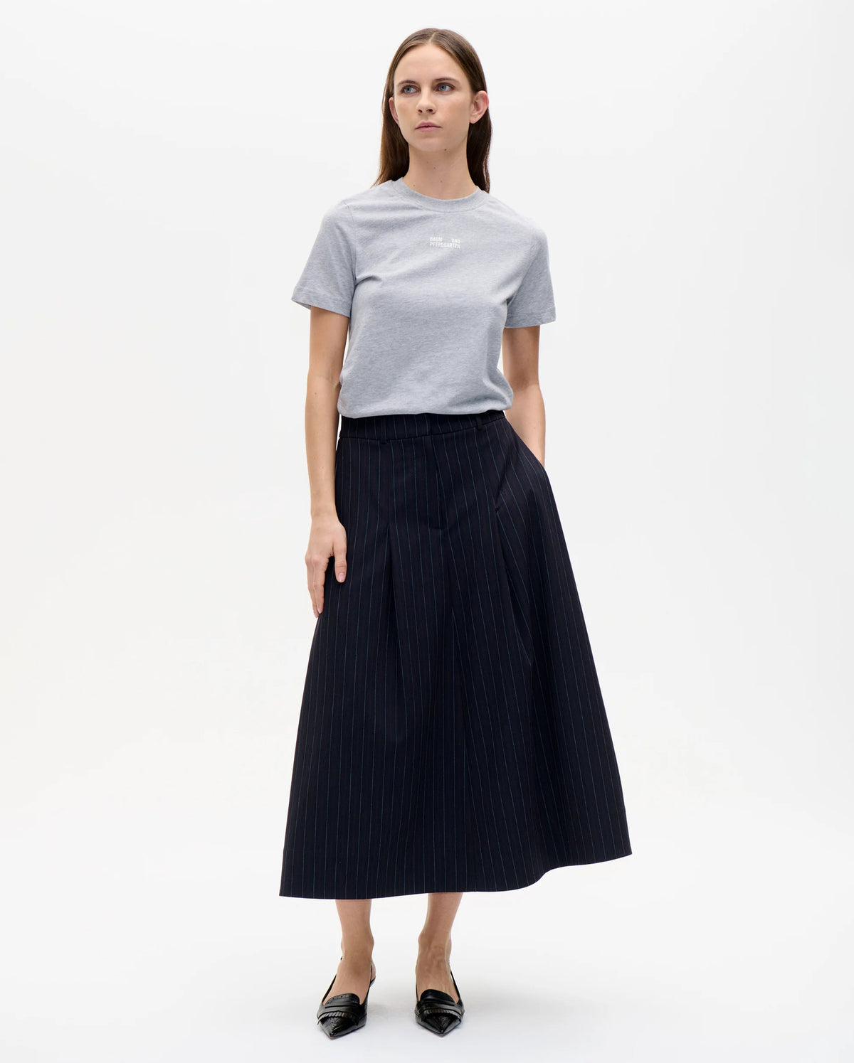 Sabrina Skirt (Navy Subtle Stripe)