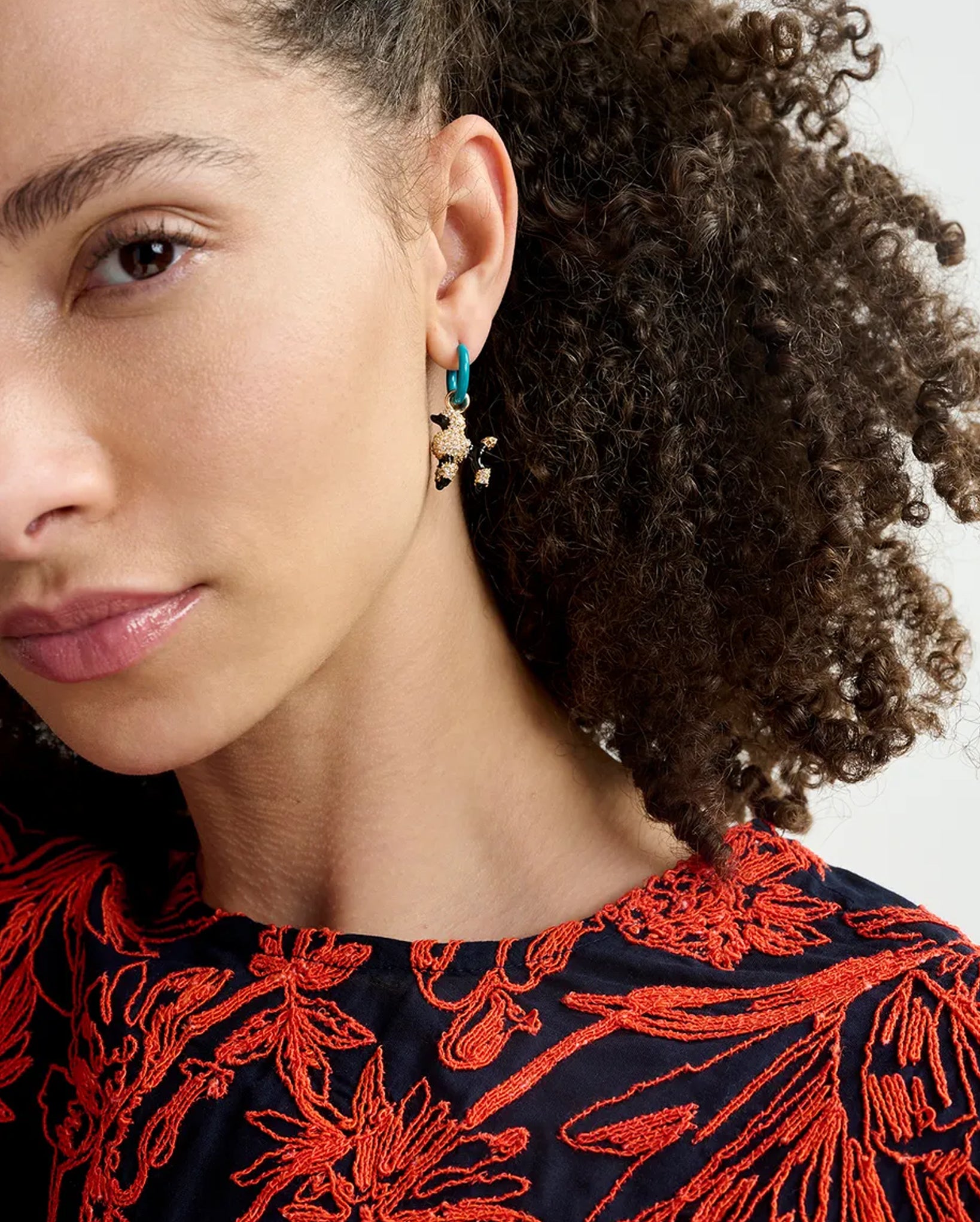 Hoop Earrings With Lipstick And Poodle Pendants