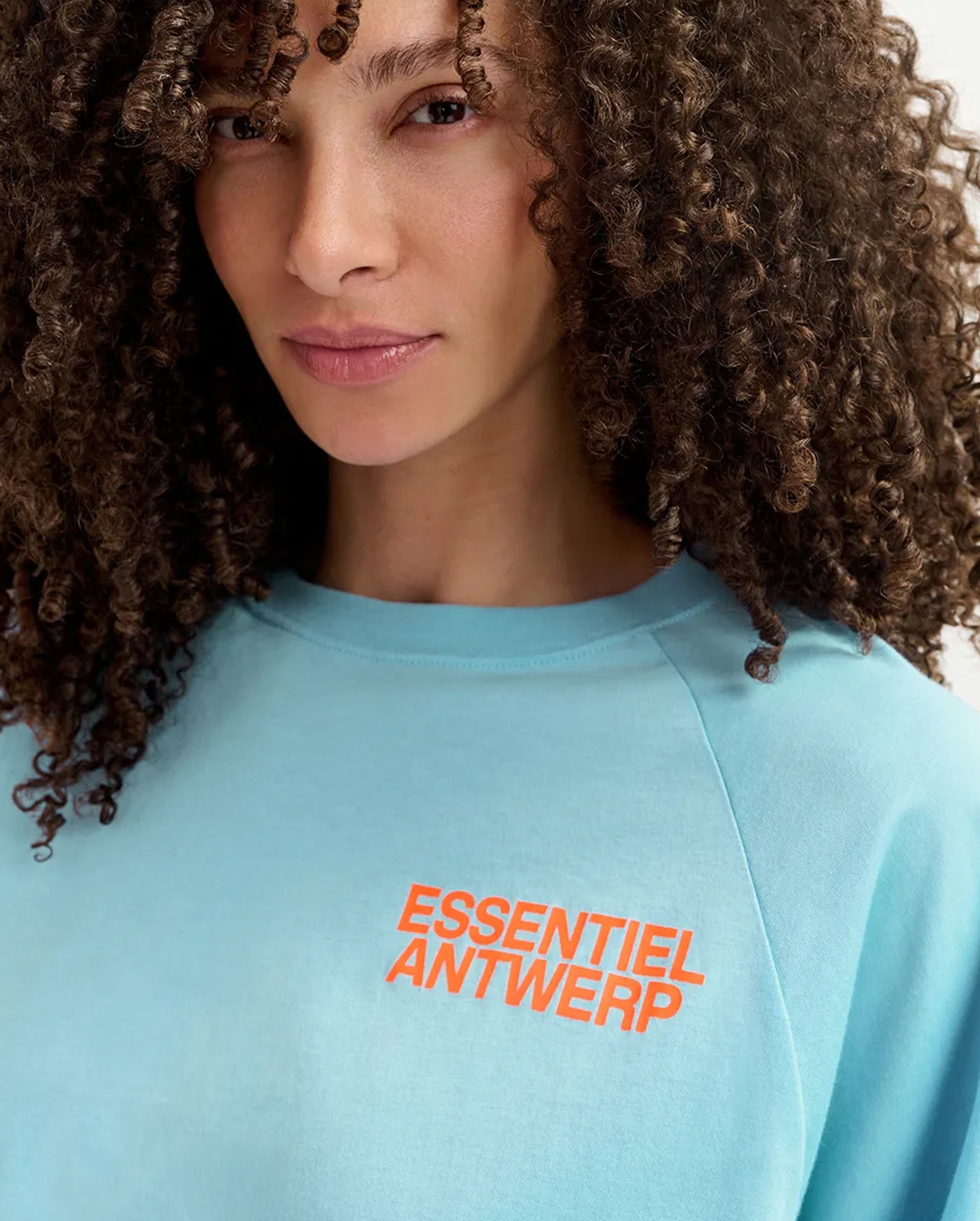 Long-Sleeved T-Shirt With Logo Print (Blue/Neon Orange)