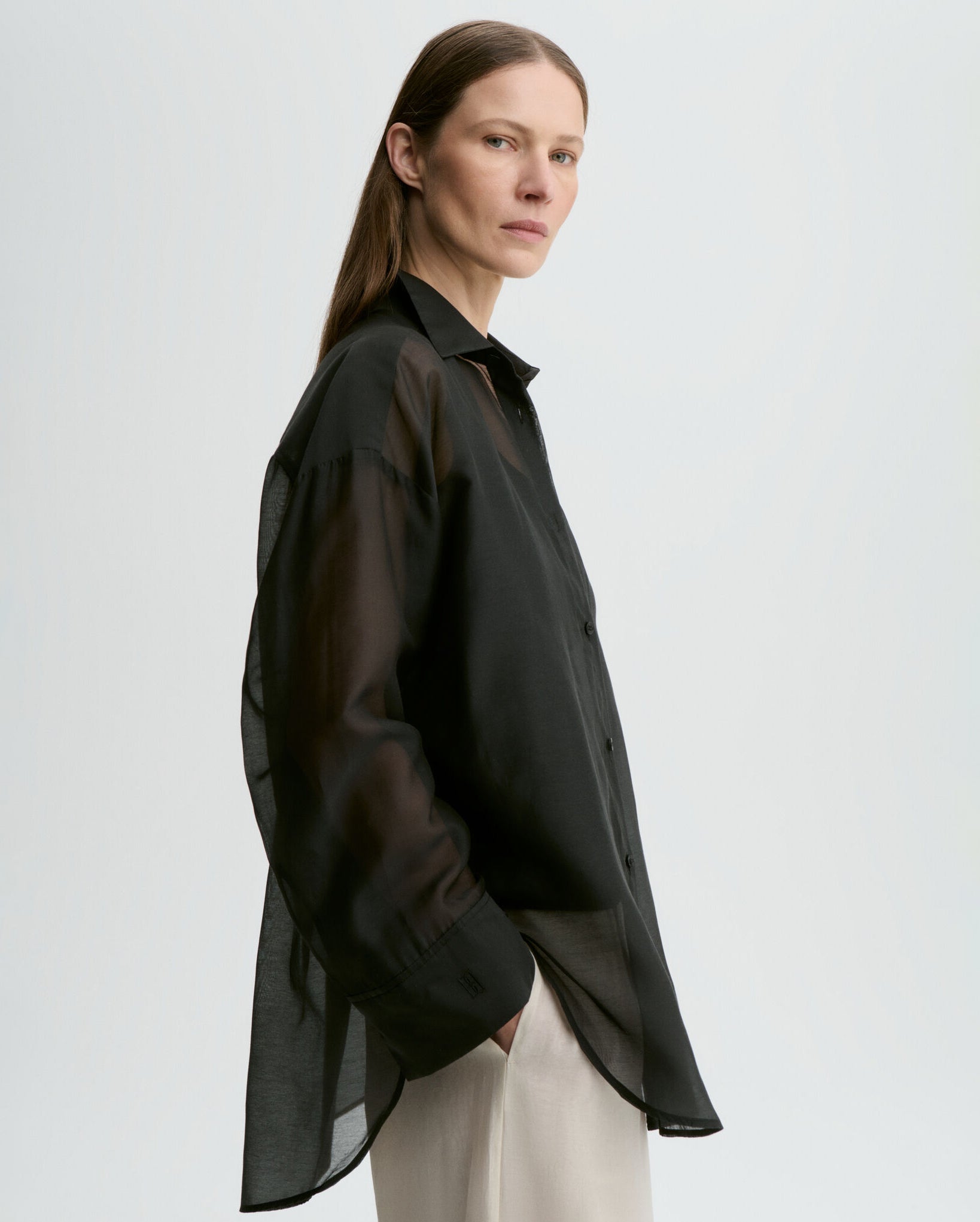 Derris Silk Organza Shirt (Black)
