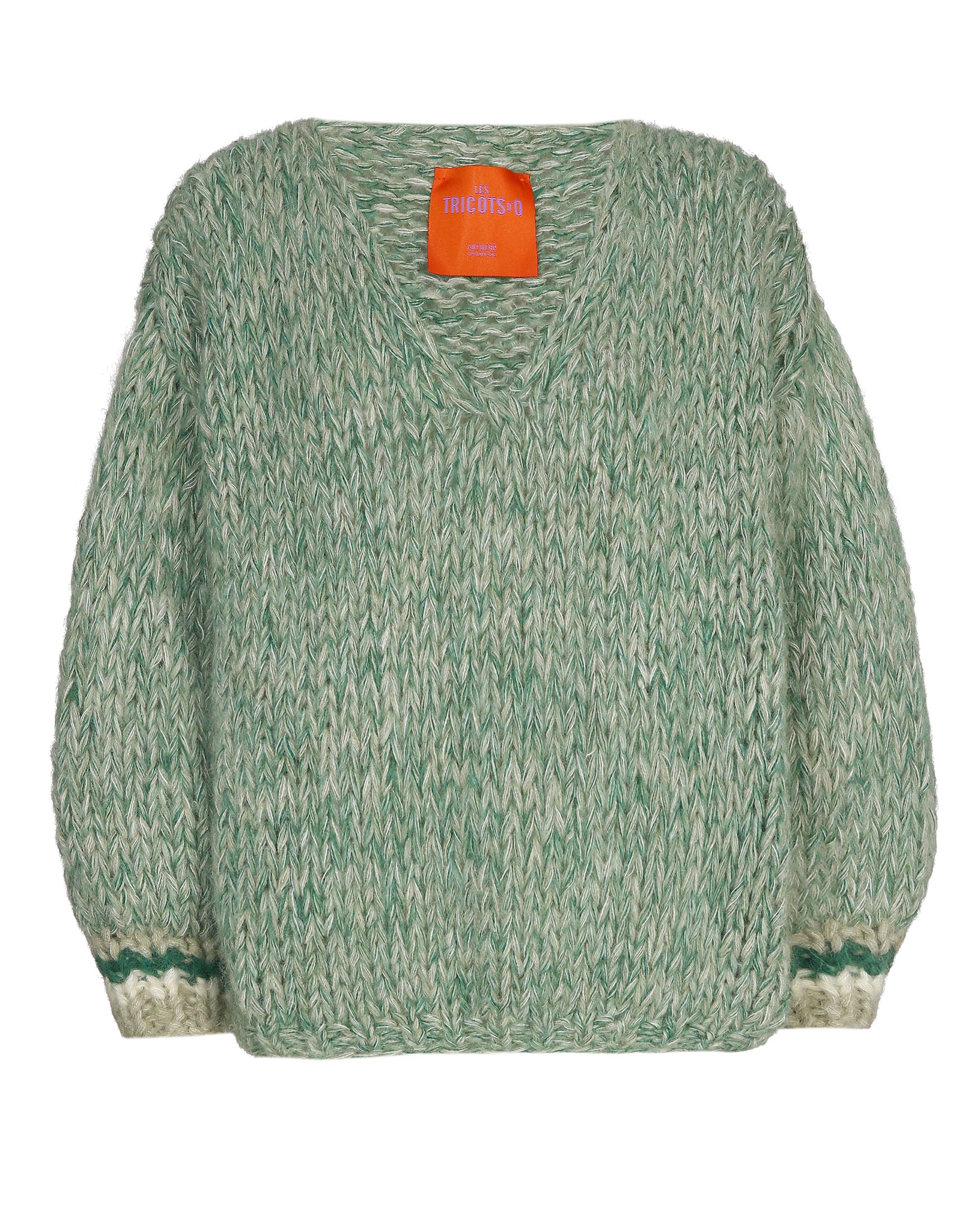 'LOVE' Mohair V-Neck Pullover (Green/Sage)