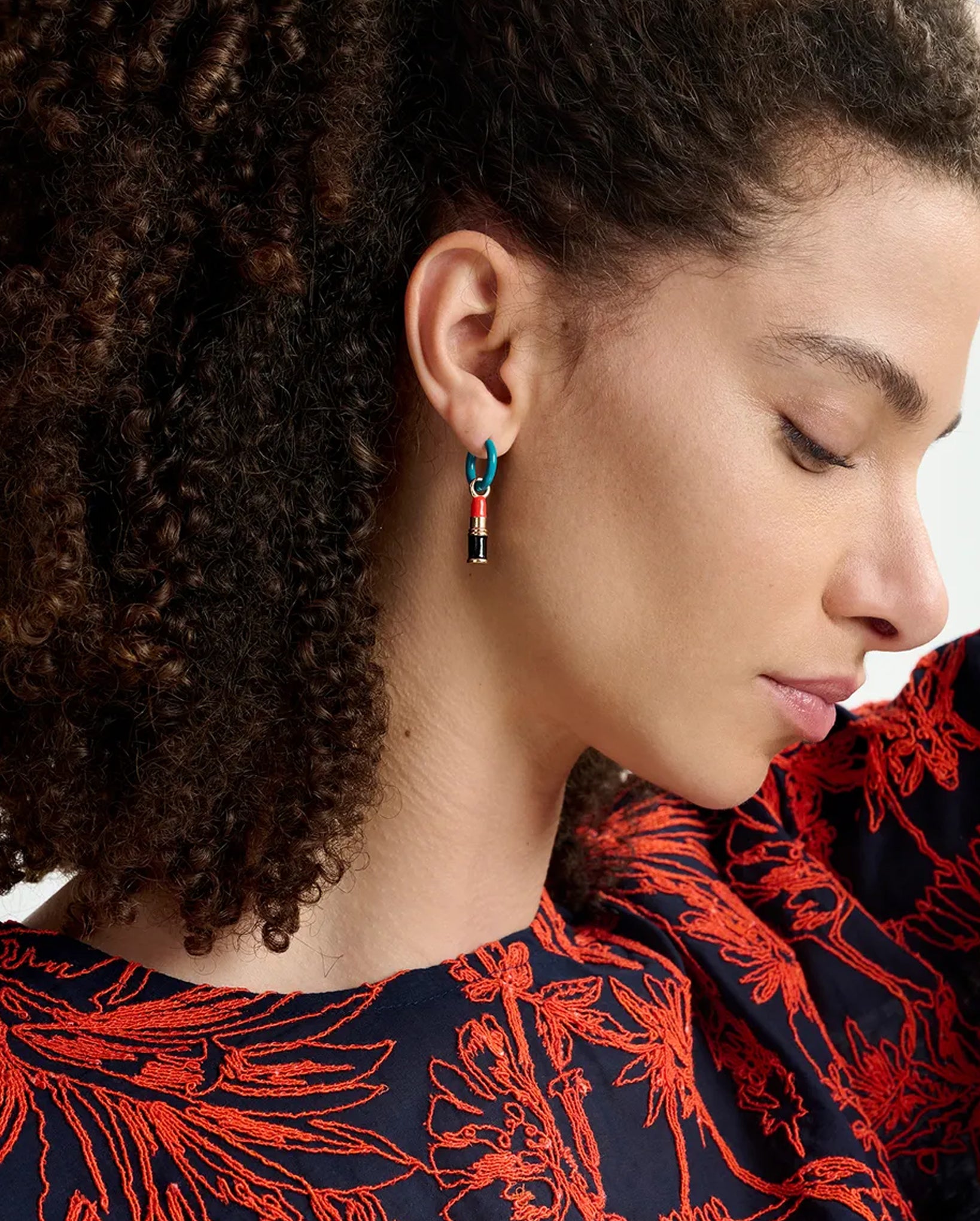 Hoop Earrings With Lipstick And Poodle Pendants