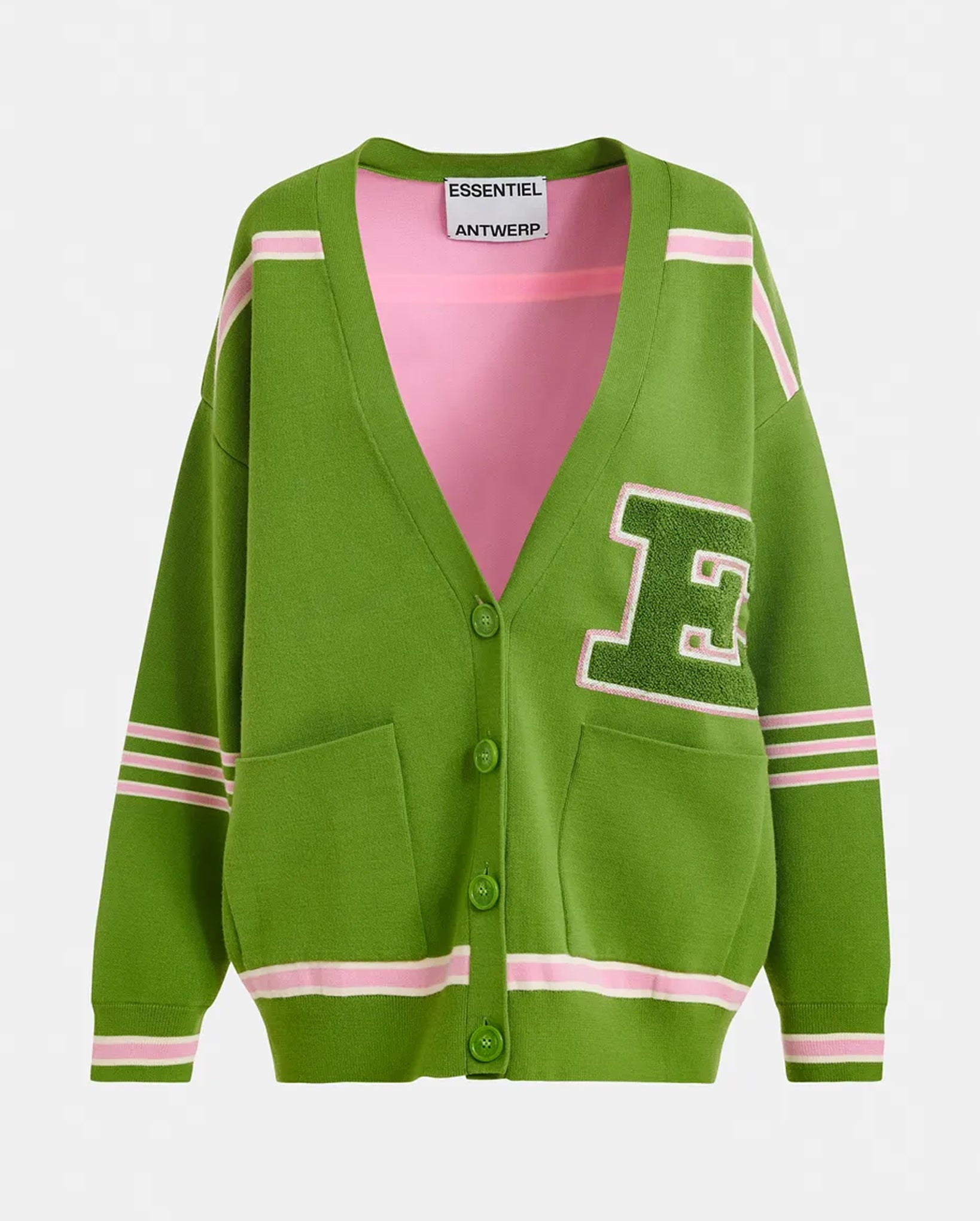 Appliquéd Cardigan (Green/Pink)