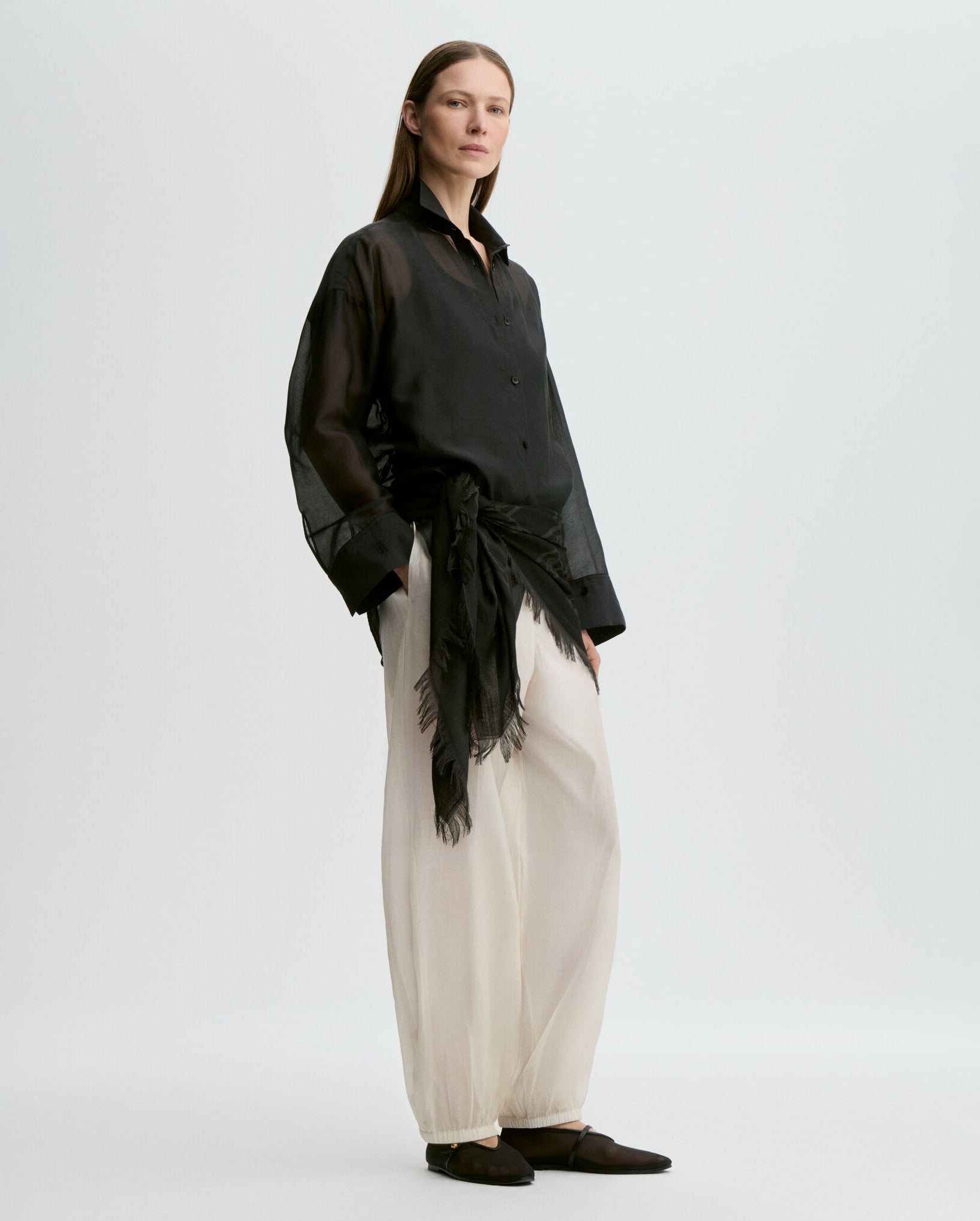 Derris Silk Organza Shirt (Black)