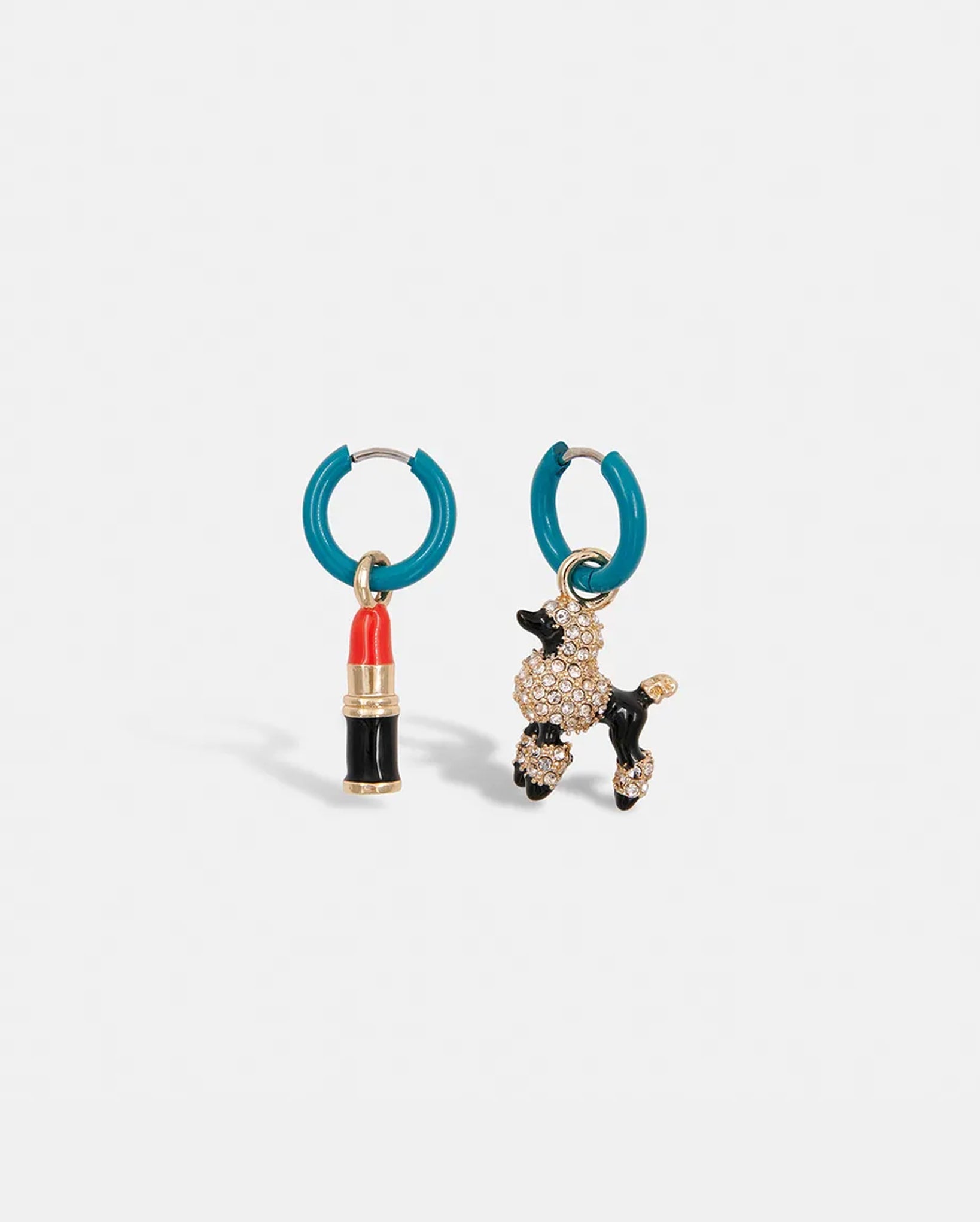 Hoop Earrings With Lipstick And Poodle Pendants