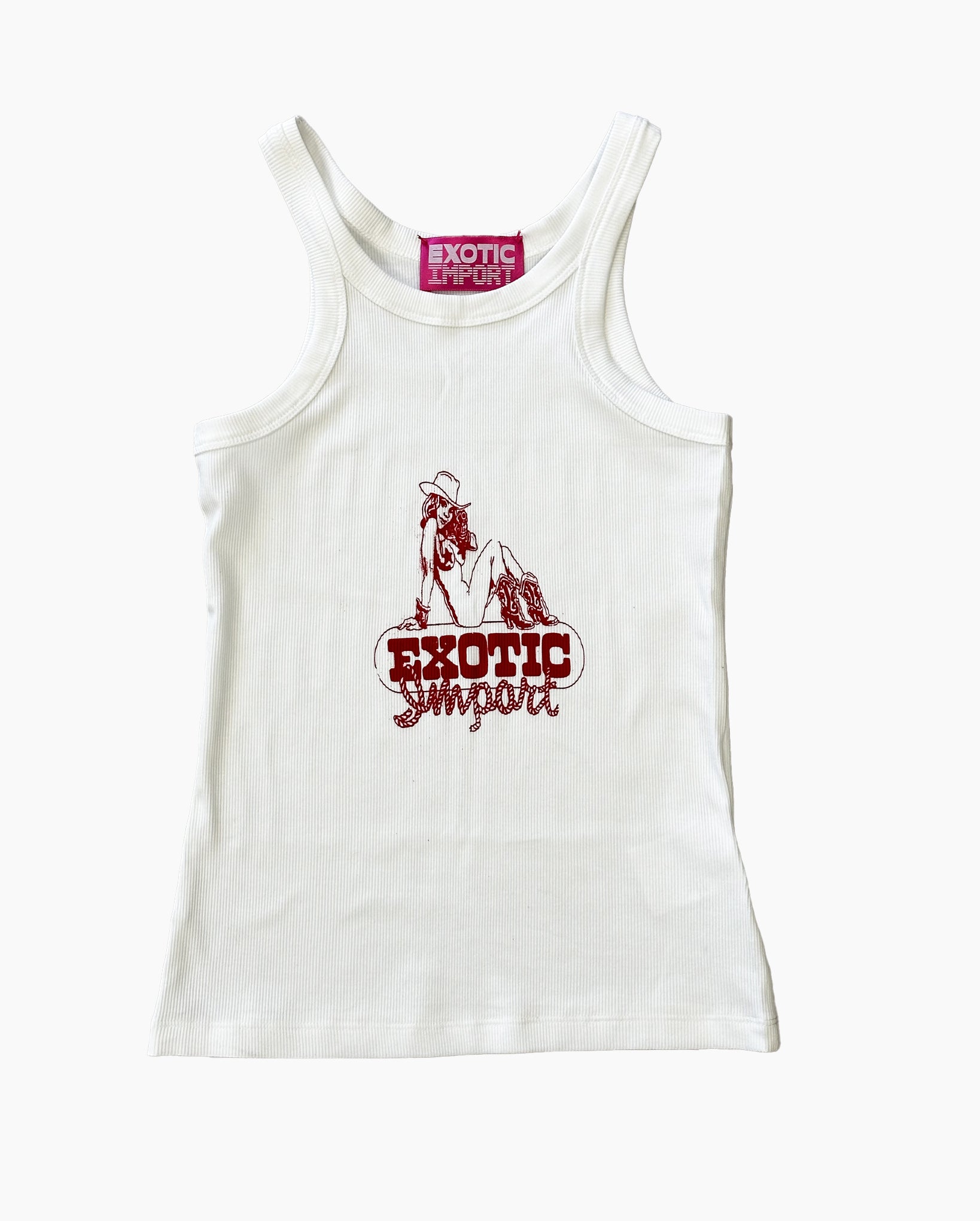 Cowgirl Ribbed Tank Top (White)