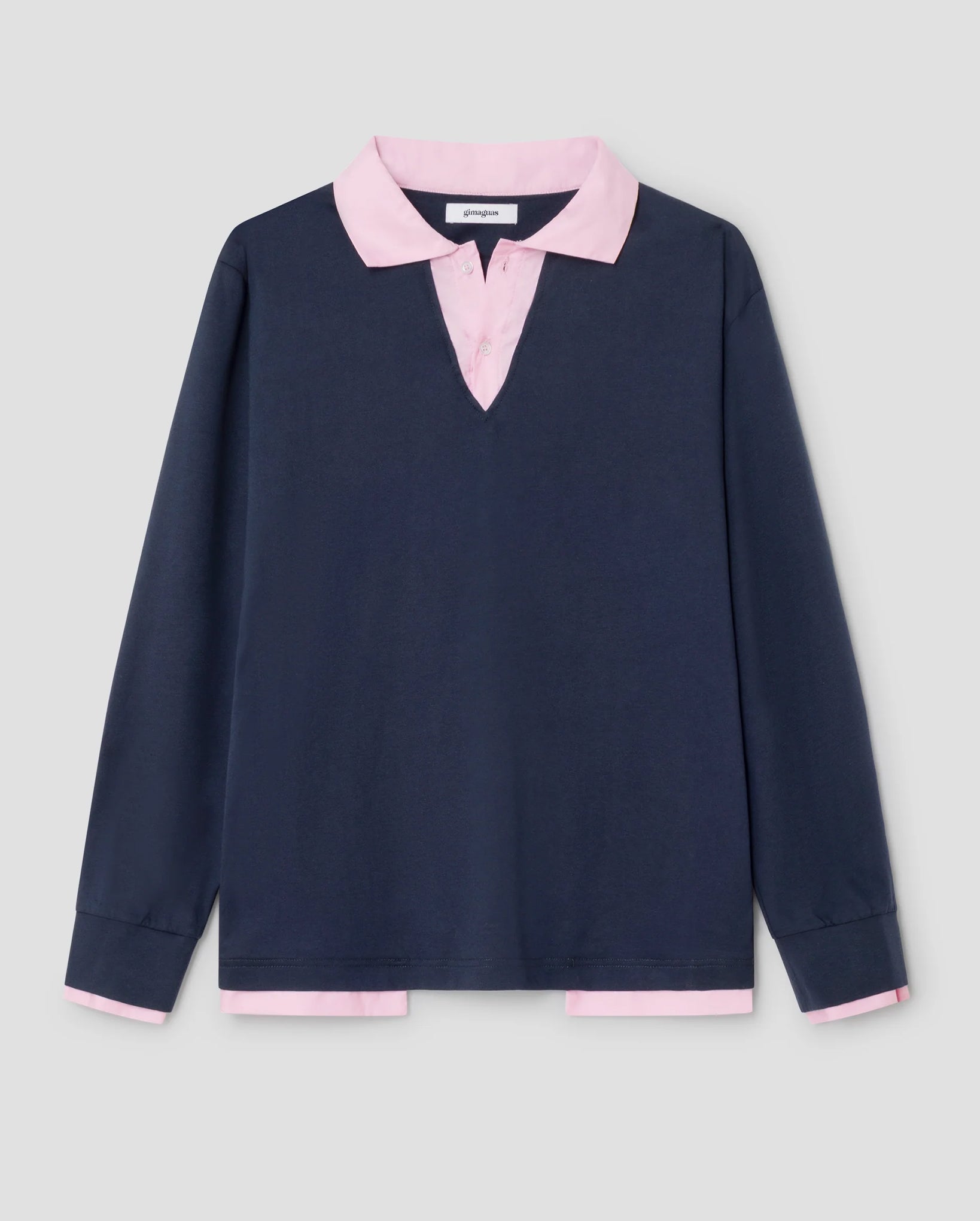 Luis Long Sleeve Polo (Navy/Pink)