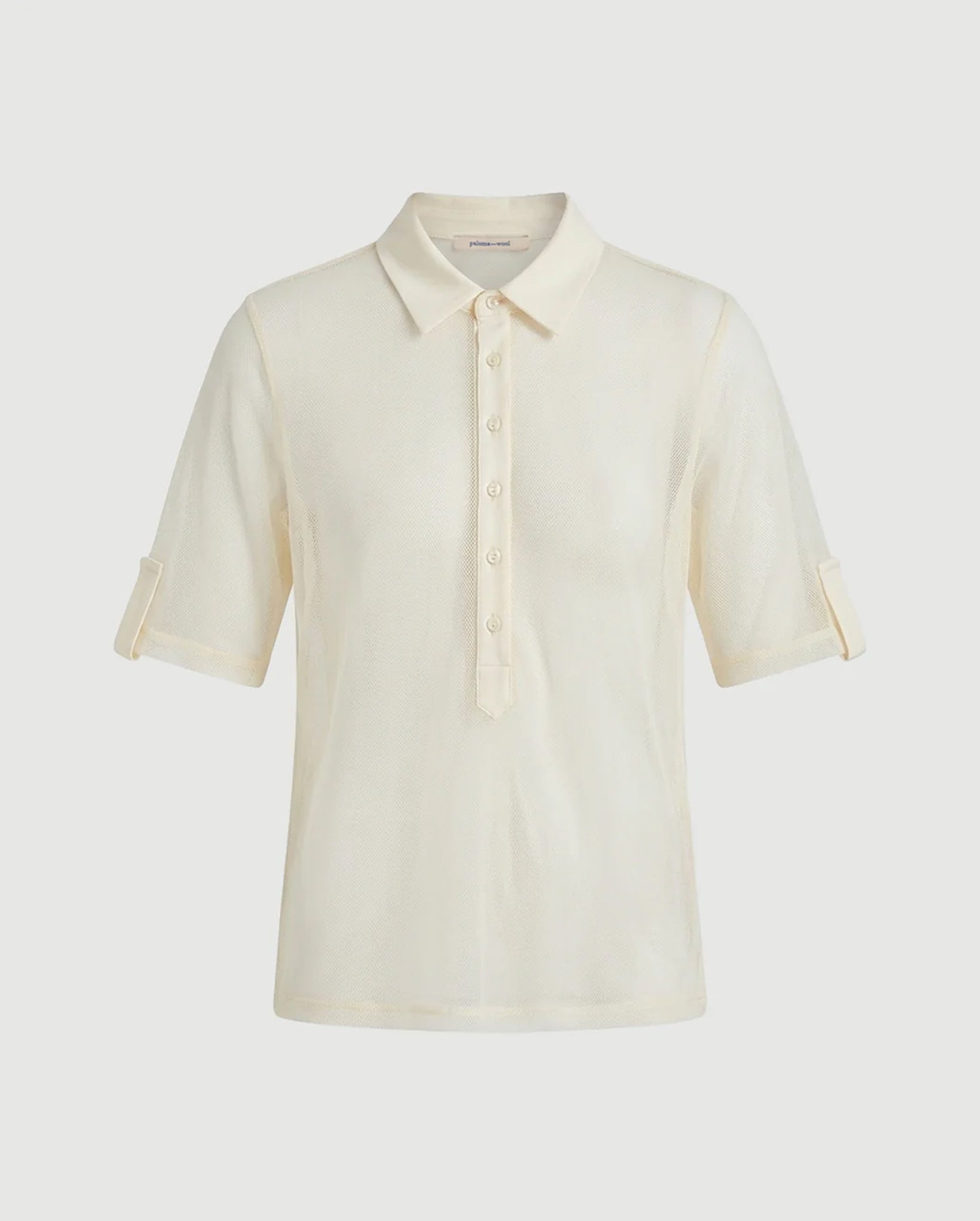 Sile Tulle Polo Top (Off-White)