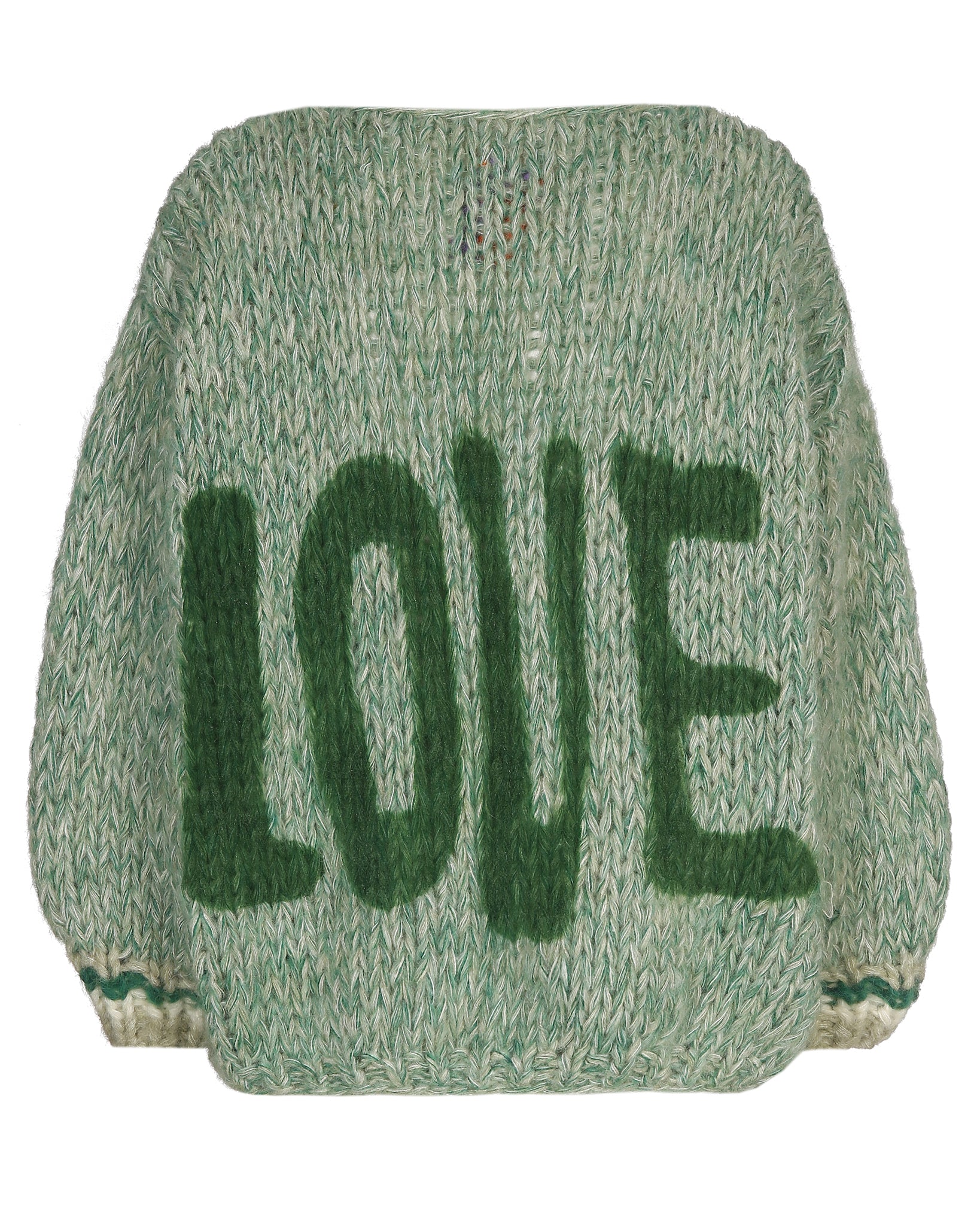 'LOVE' Mohair V-Neck Pullover (Green/Sage)