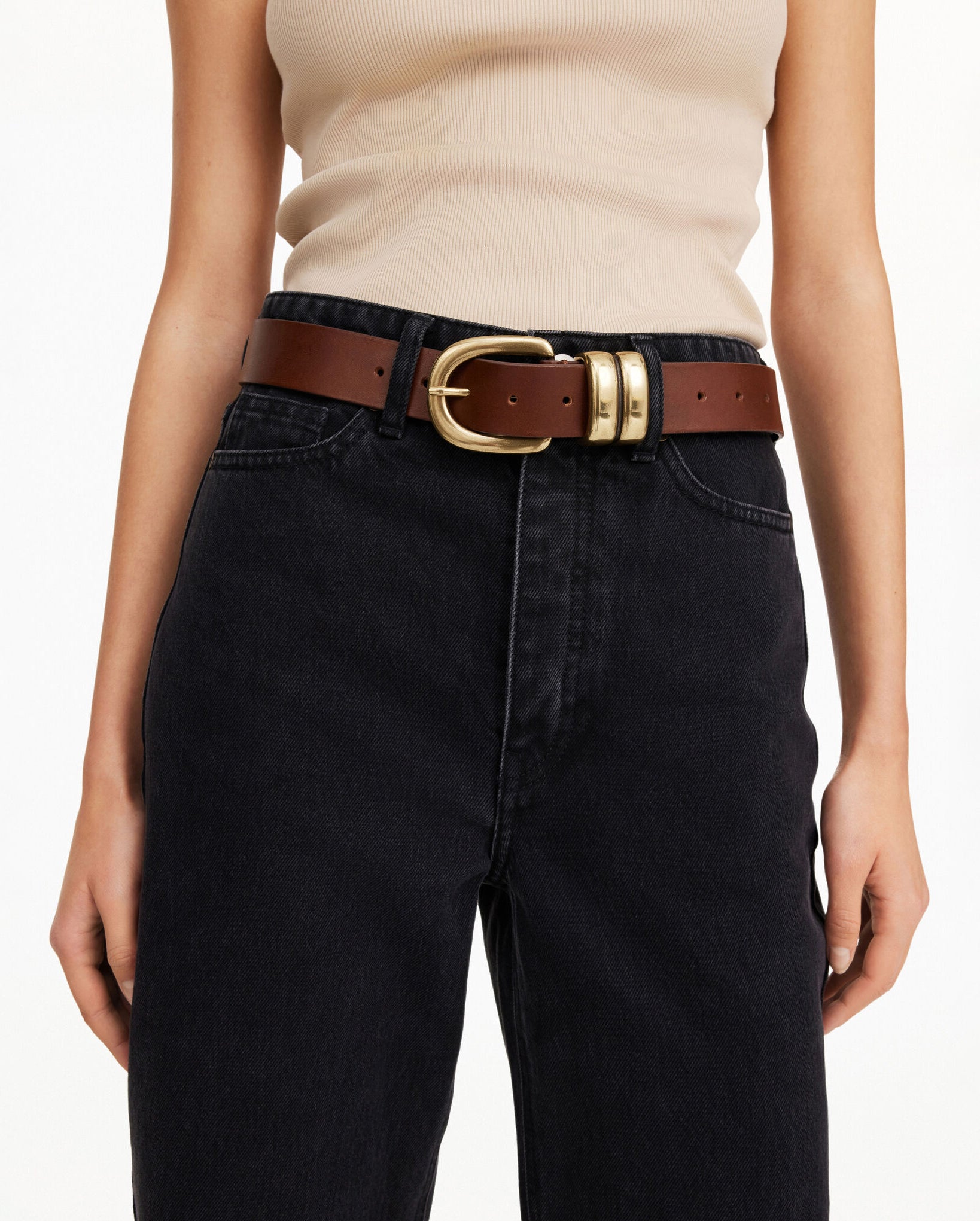 Zoira Leather Belt (Dark Brown)