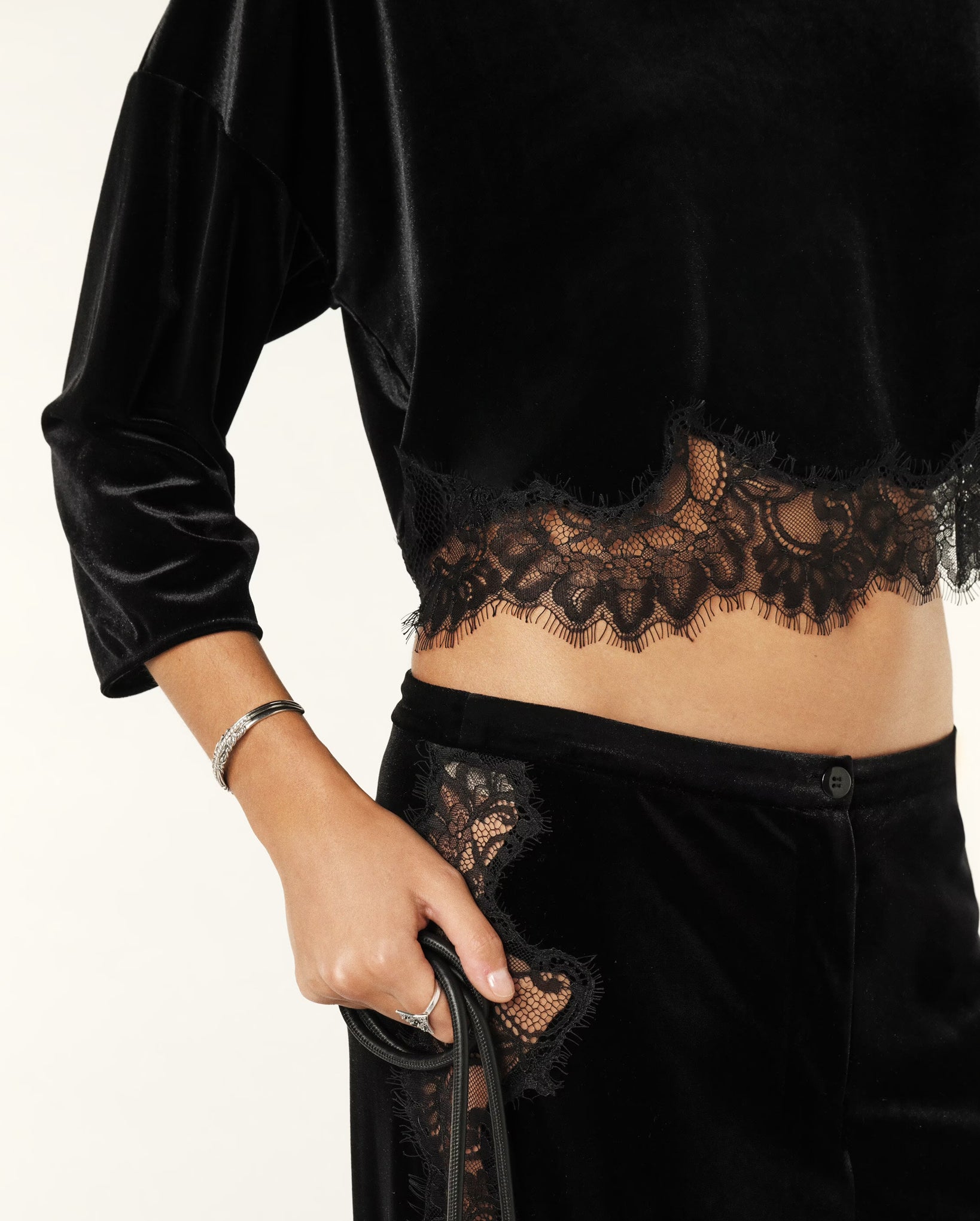 Vadim Top with Lace (Black)