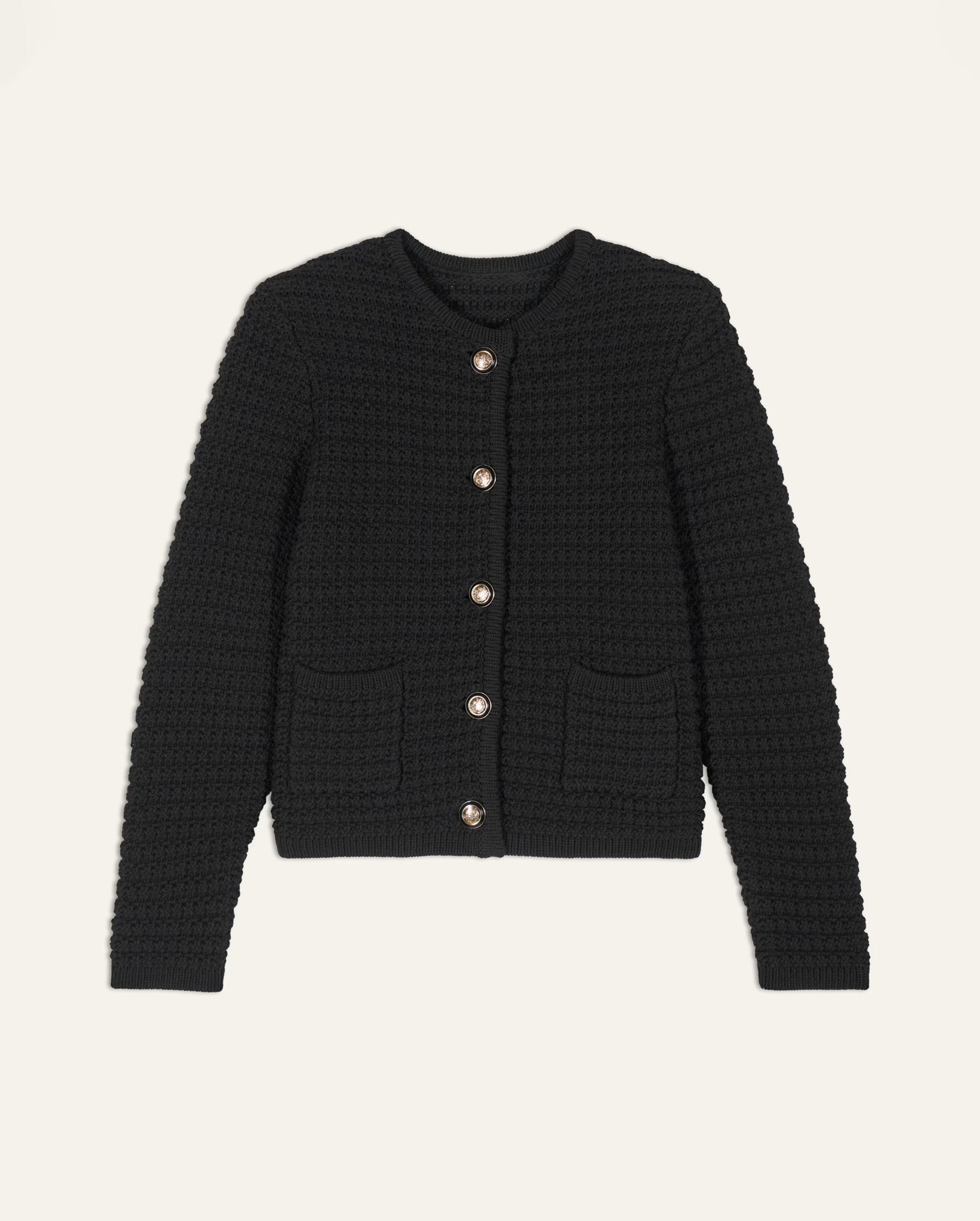 Gaspard Decorative Knit Cardigan (Black)