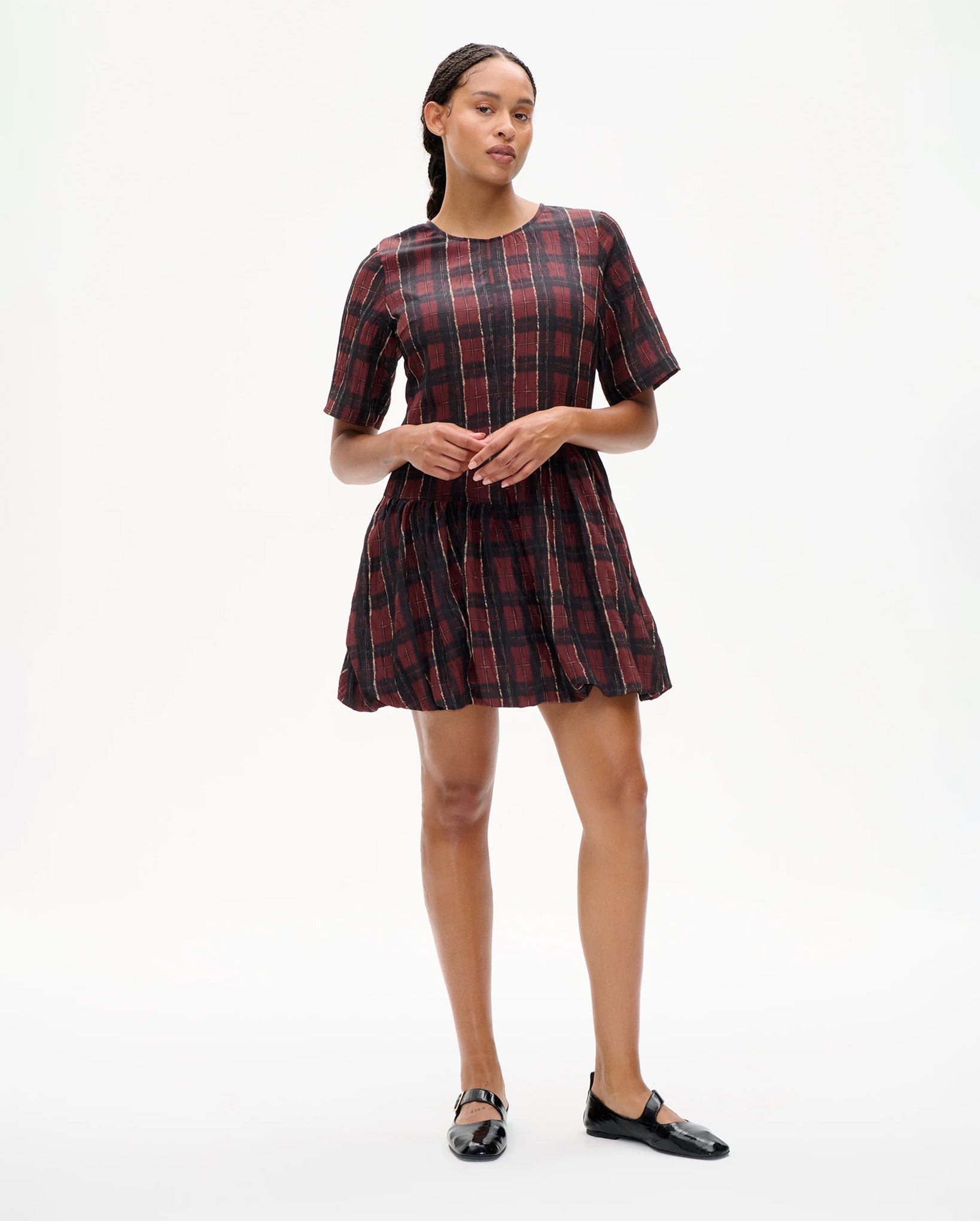 Astrid Dress (Dark Red Check)