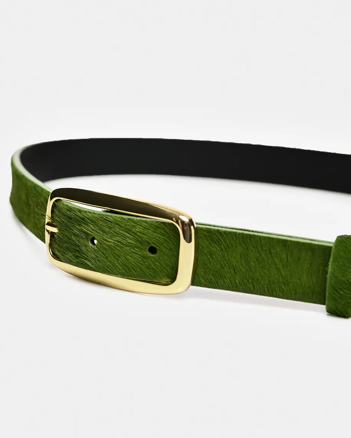 Textured Leather Belt (Gold/Green)