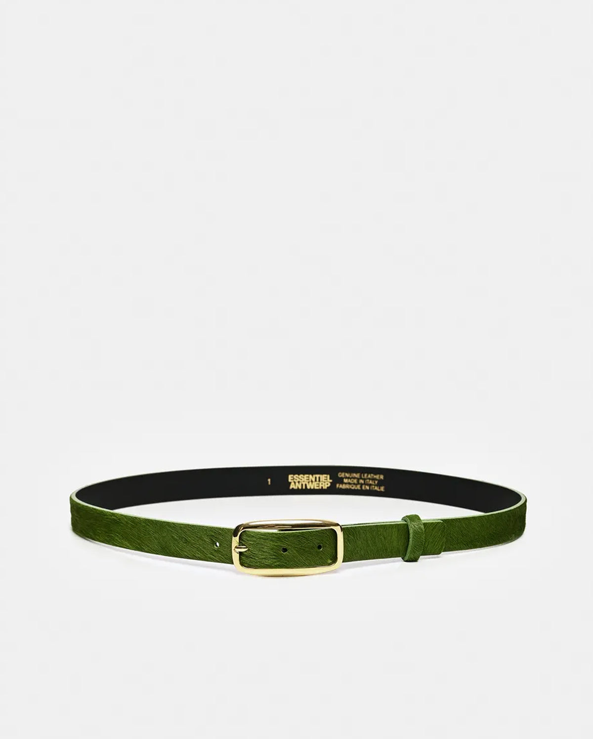 Textured Leather Belt (Gold/Green)