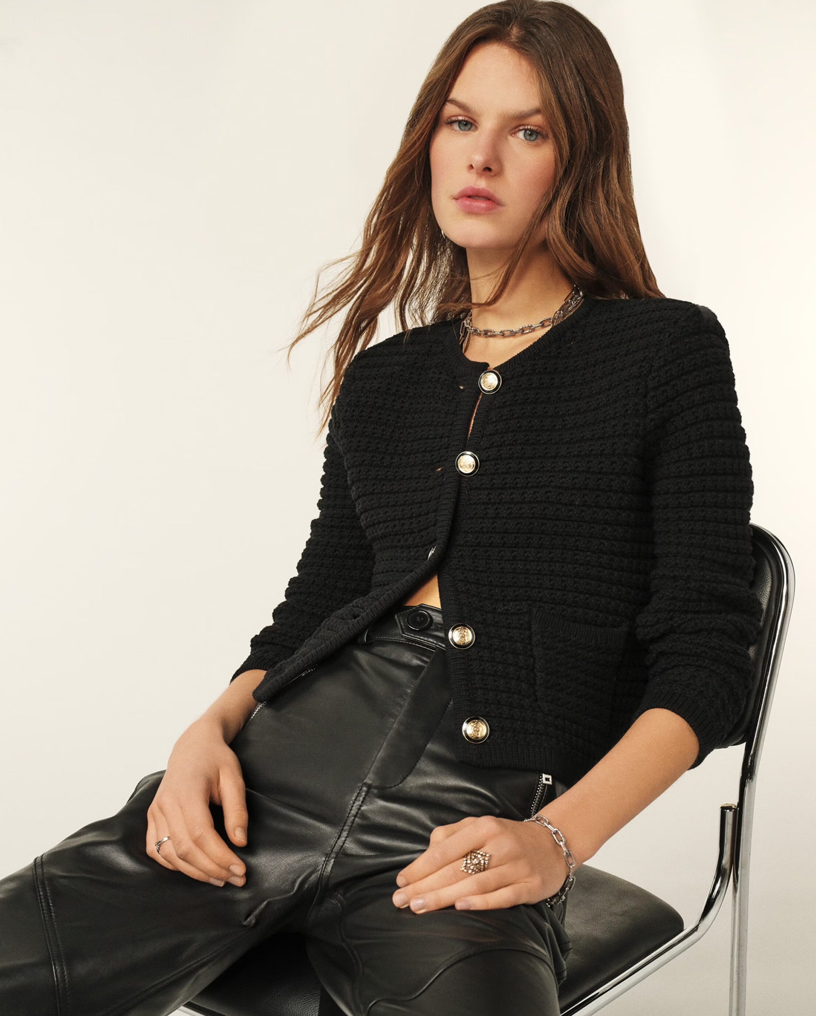 Gaspard Decorative Knit Cardigan (Black)