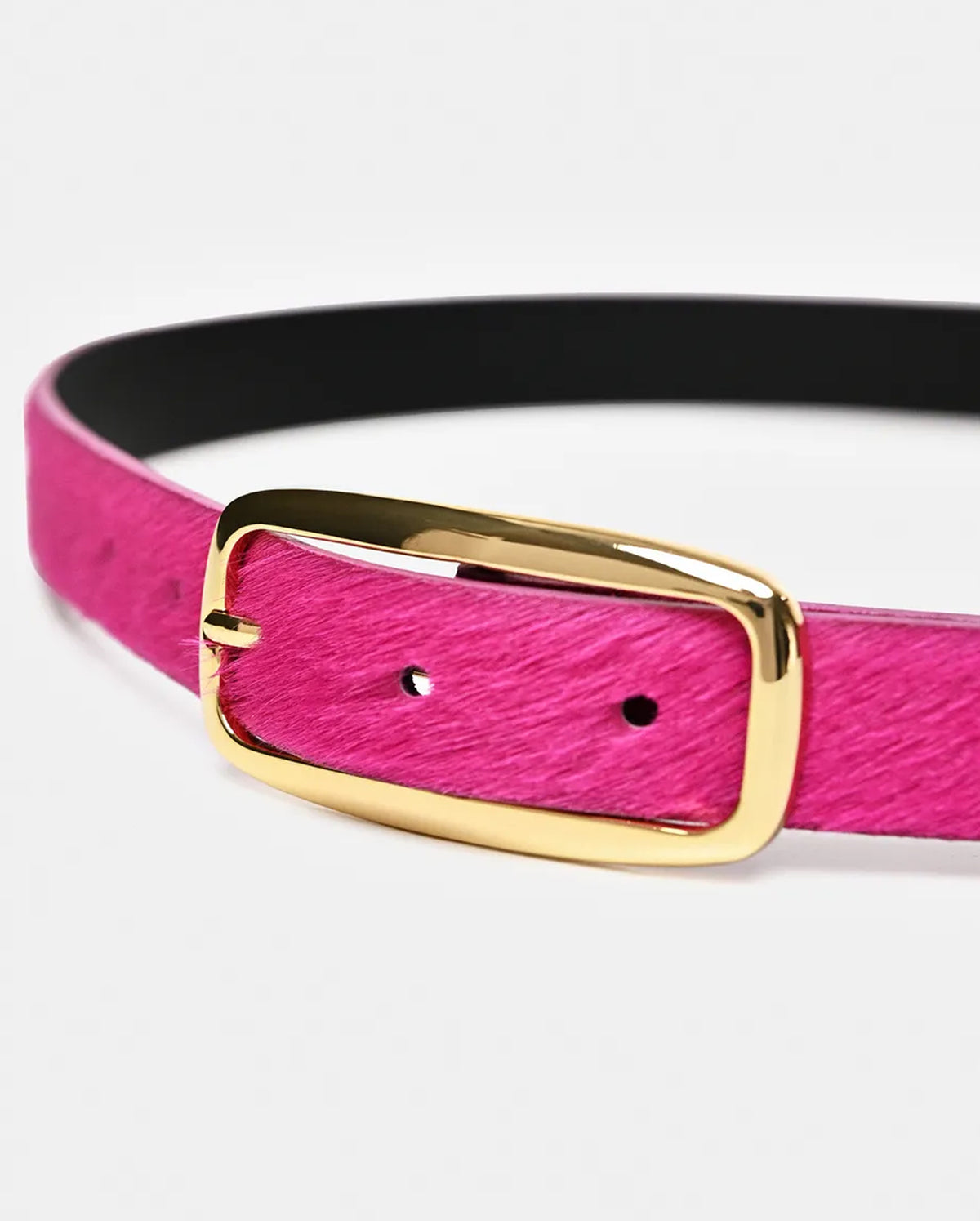 Textured Leather Belt (Gold/Pink)