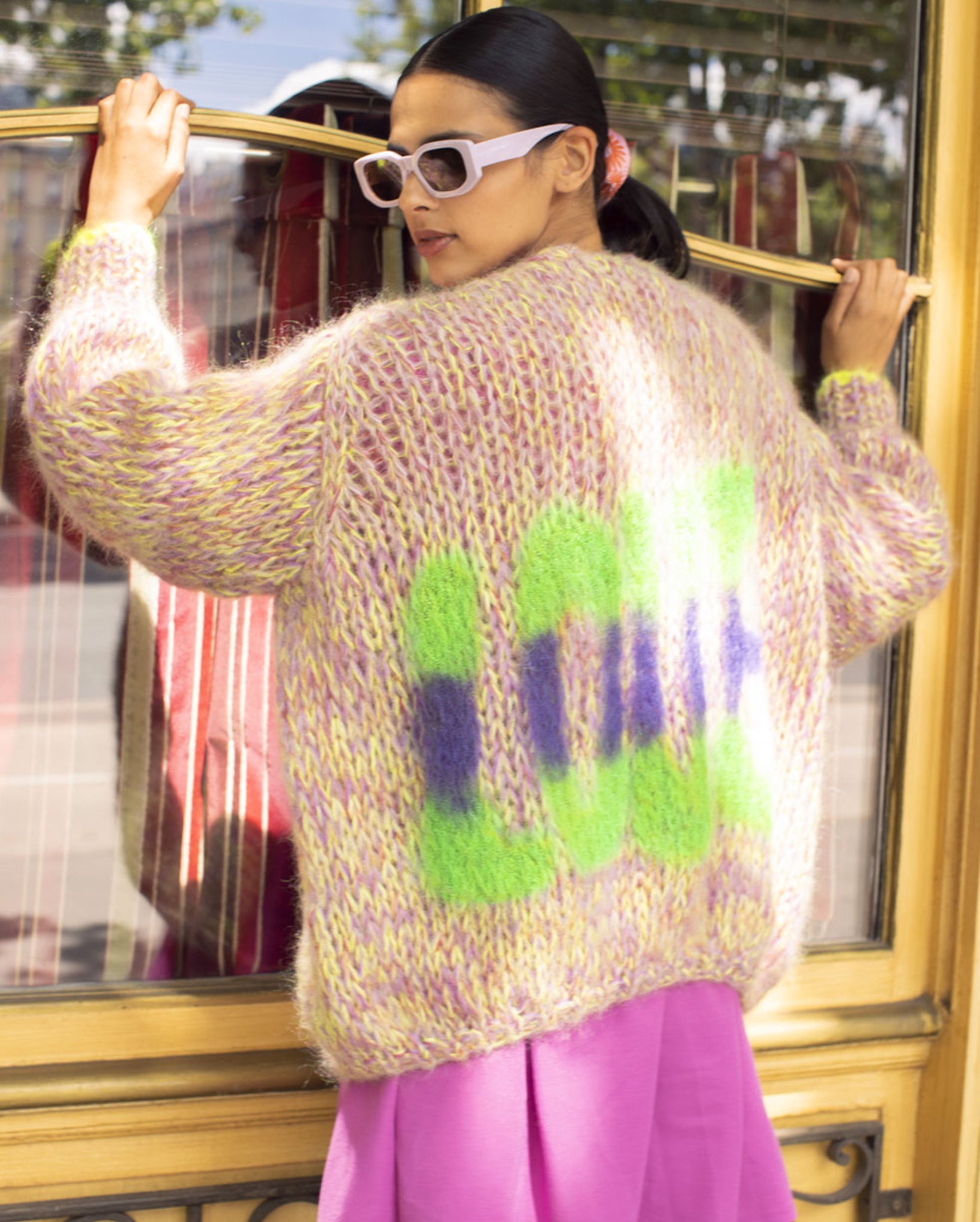 'LOVE' Mohair Pullover (Pink/Neon Green)