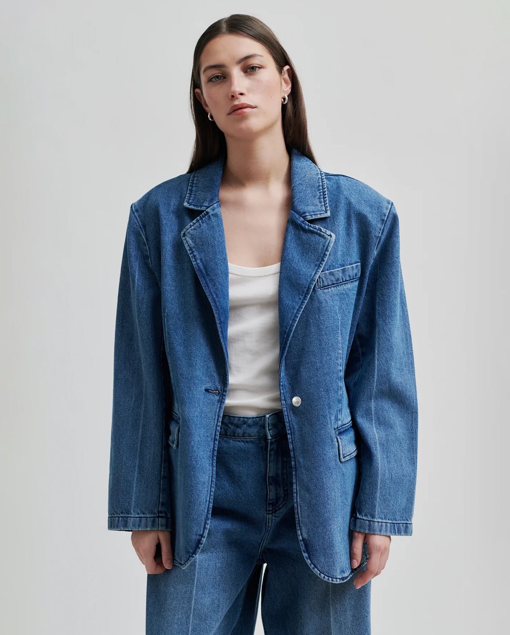 Everly Denim Blazer (Blue Denim)