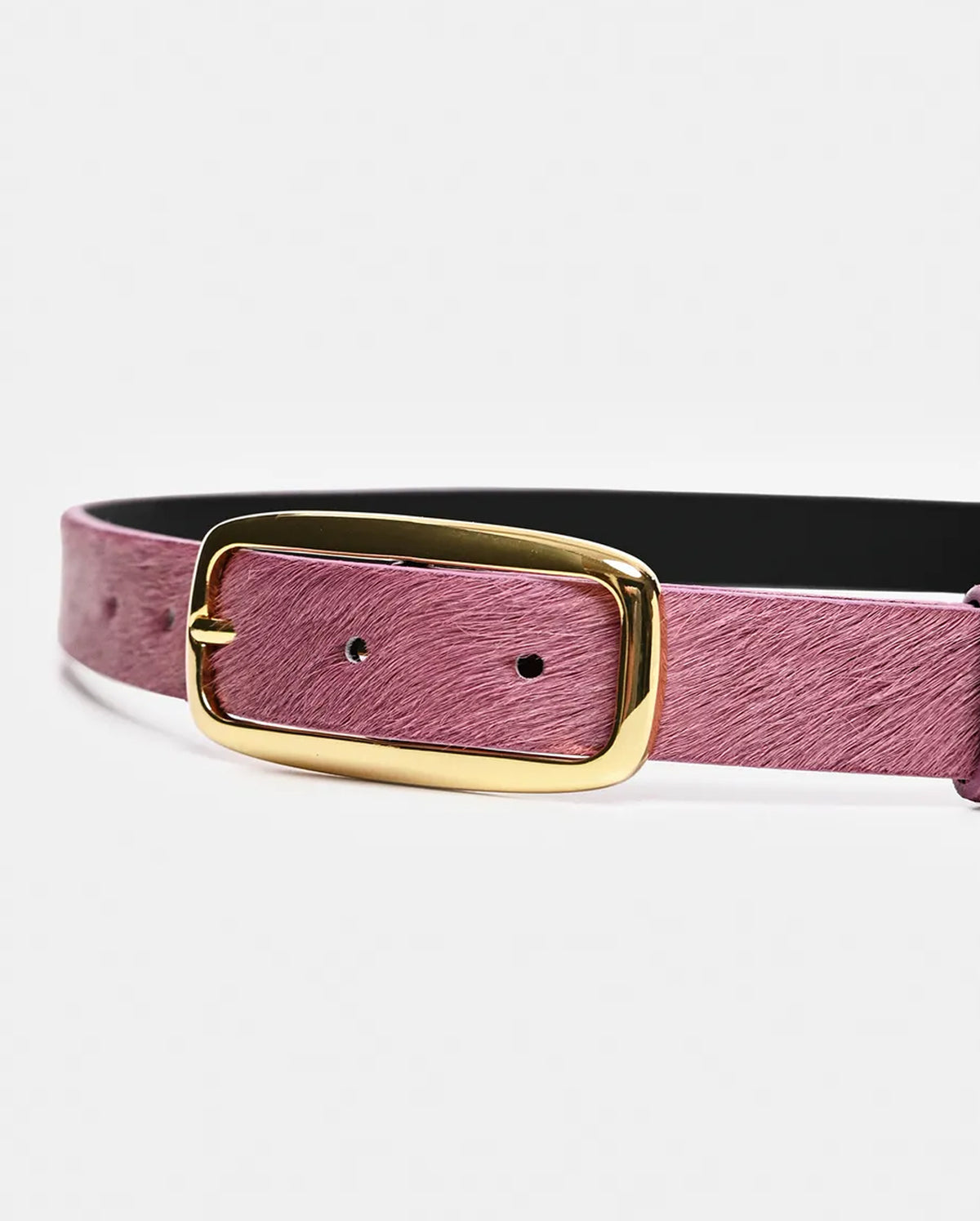 Textured Leather Belt (Gold/Mauve)