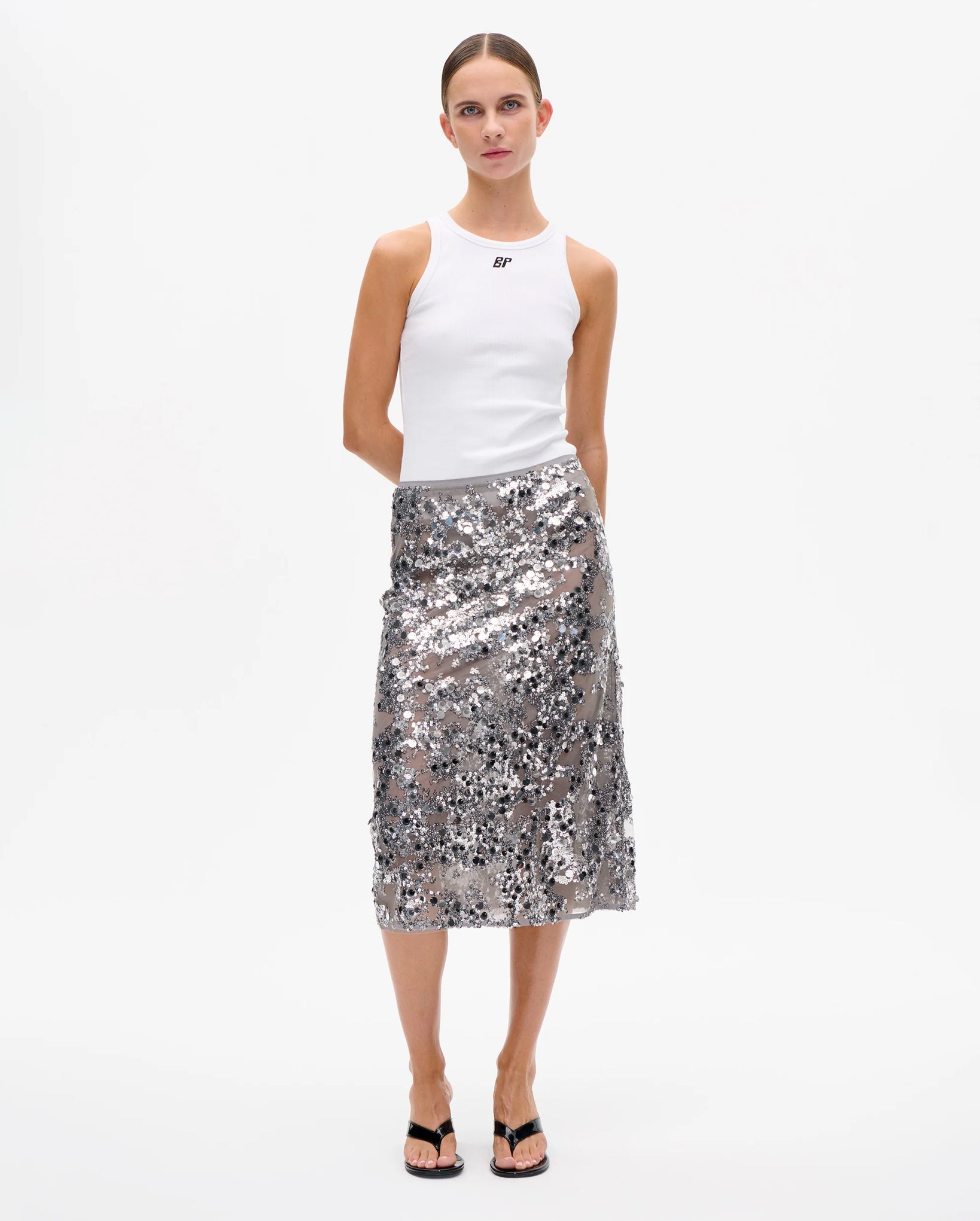 Shania Skirt (Grey Sequins)