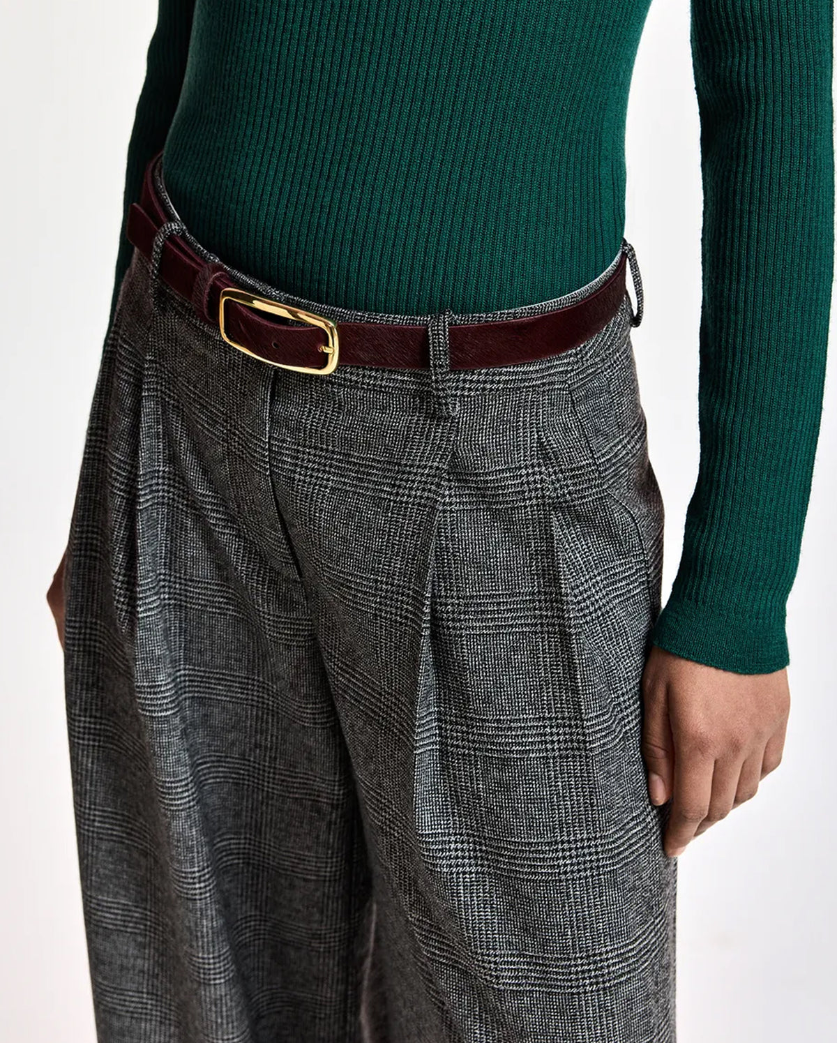 Textured Leather Belt (Gold/Brown)