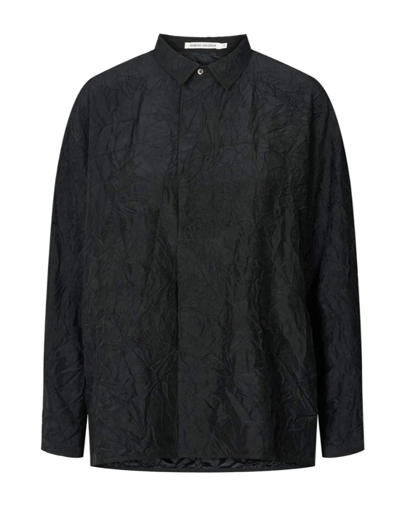 Ellenor Crinkled Placket Shirt (Black)