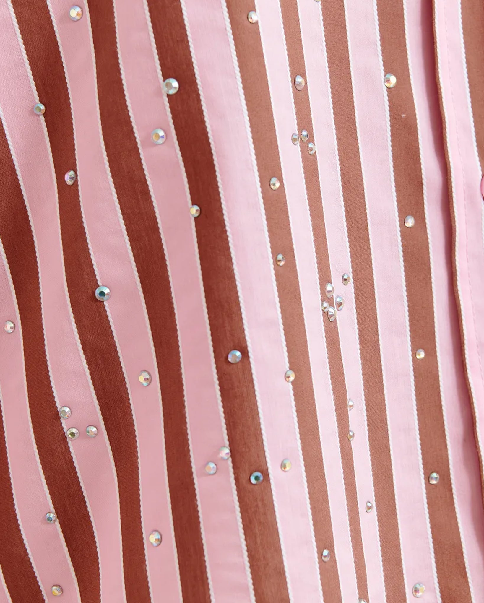 Striped Shirt with Rhinestone Embellishments (Brown/Pink)