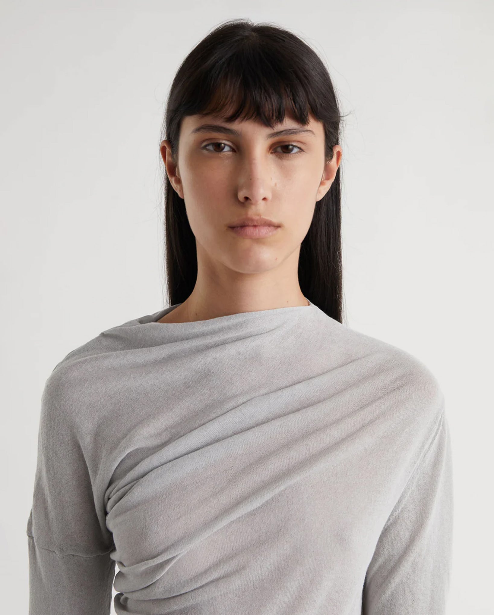 Jojo Asymmetric Long-Sleeve Top (Greyish Blue)