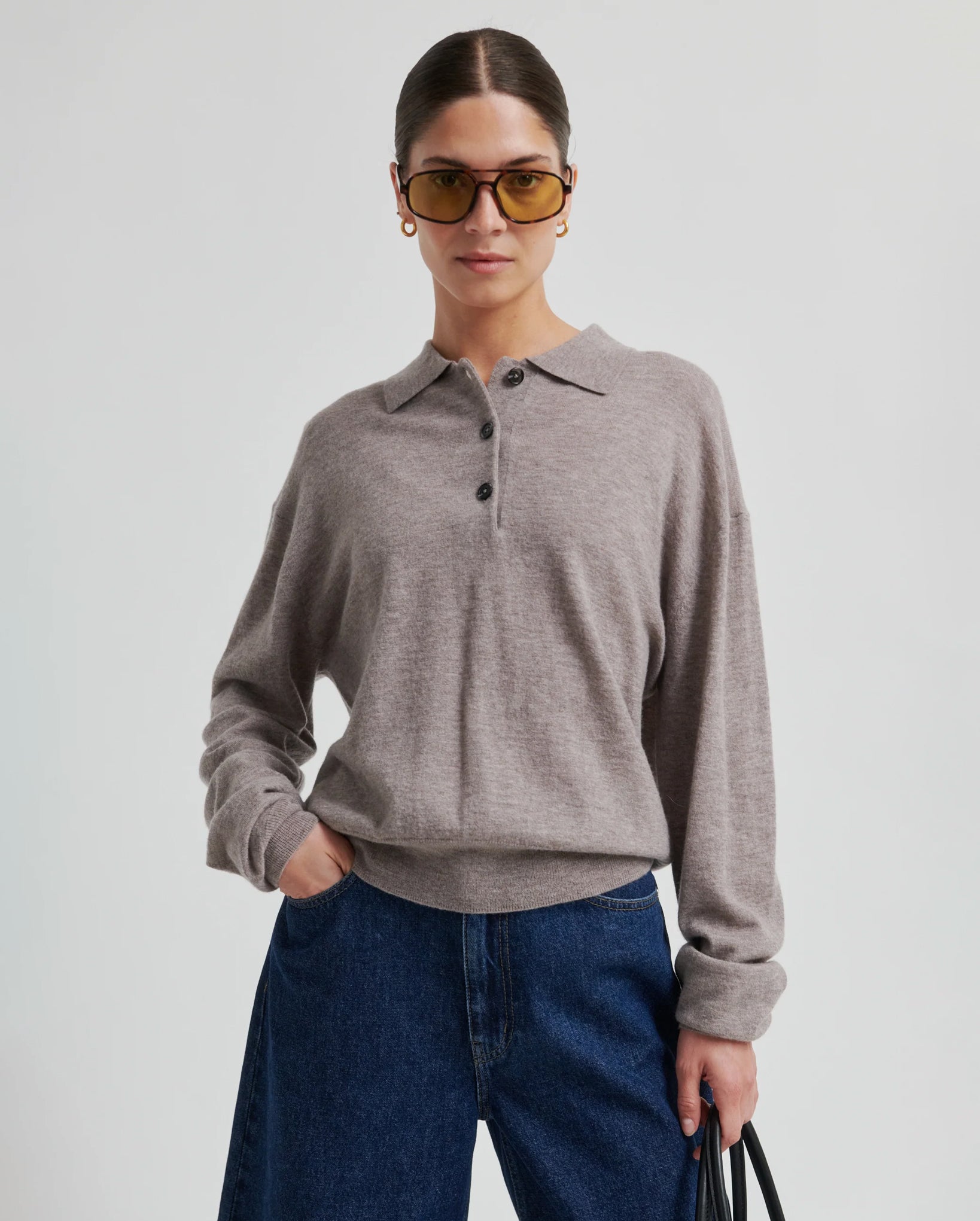 Claro Knit Polo (Mid Brown Melange)