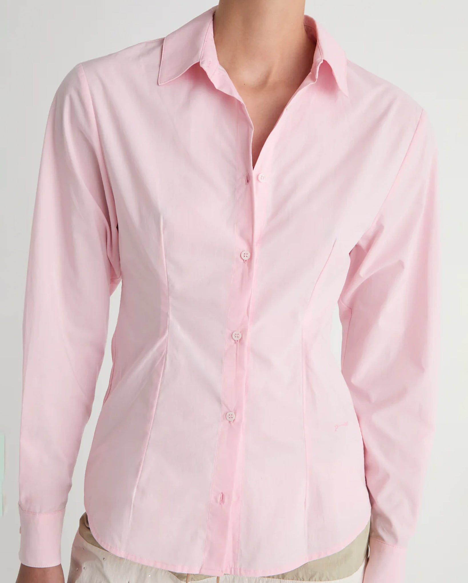 Bruna II Fitted Long-Sleeve Shirt (Pink)