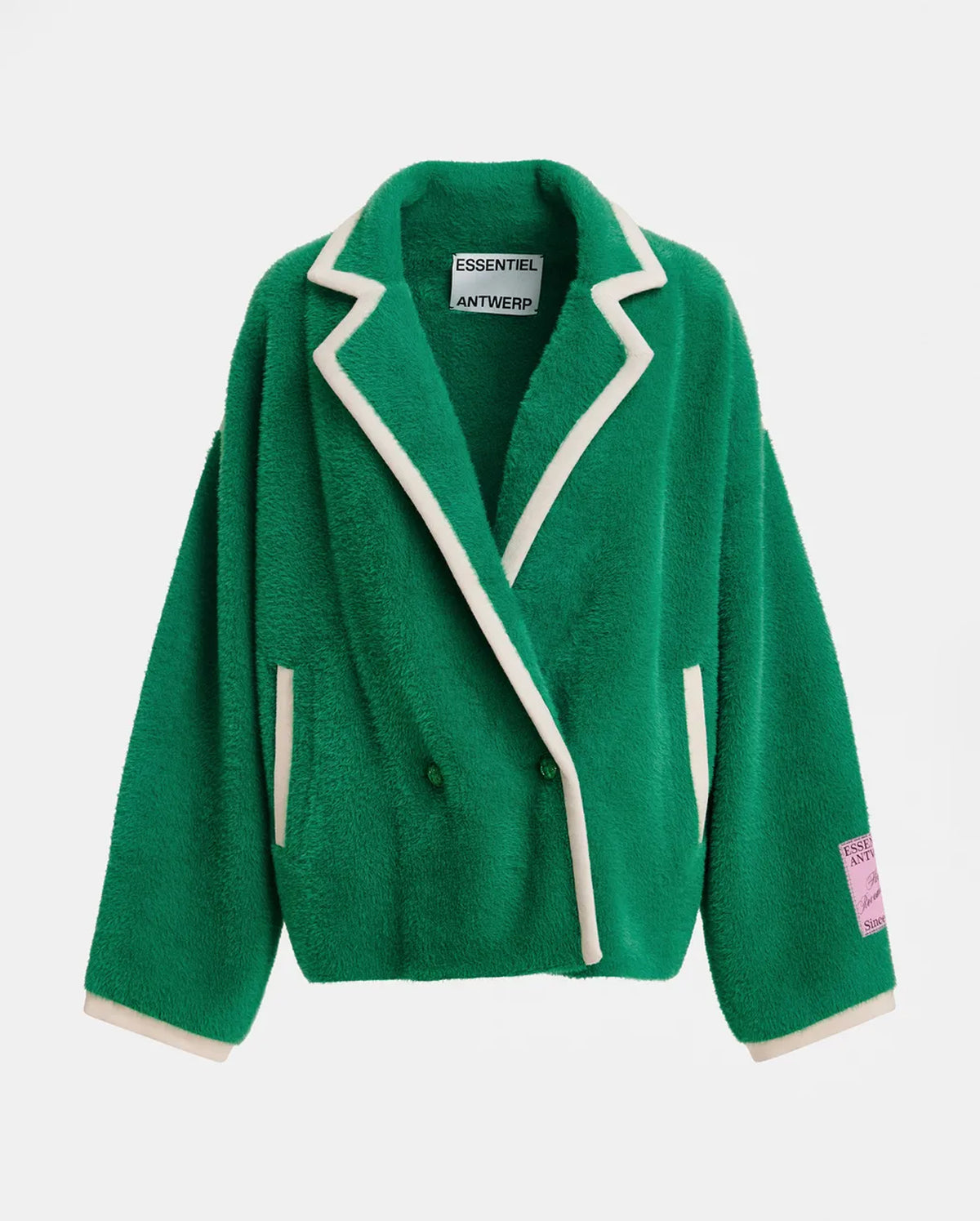 Cardigan with Contrast Trims (Green/White)