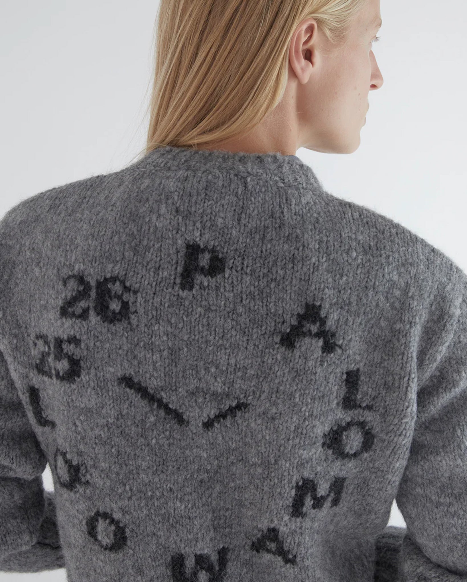 Clock Knitted Sweater (Grey)